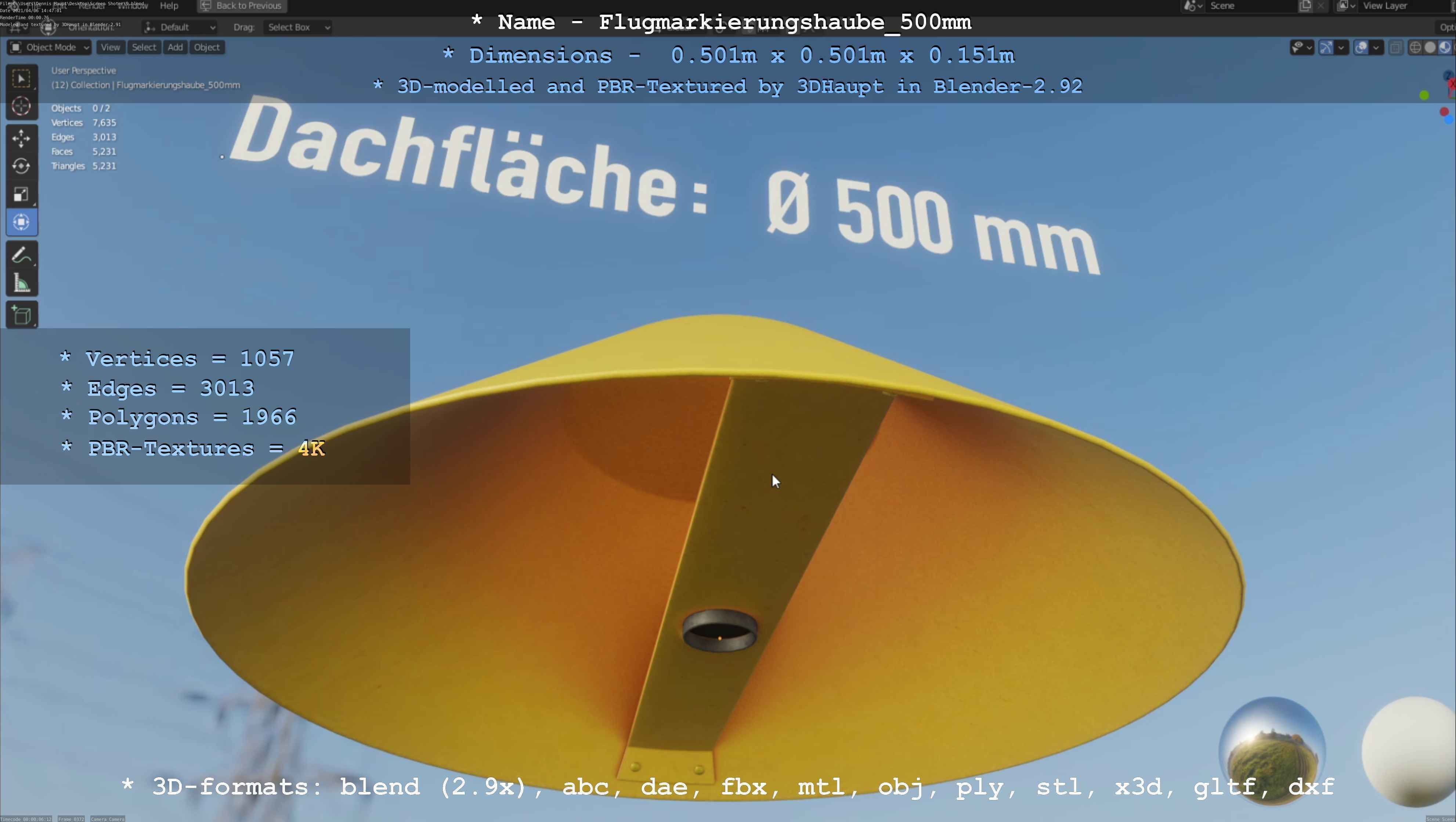Flugmarkierungshaube 500mm Low-poly 3D model_78