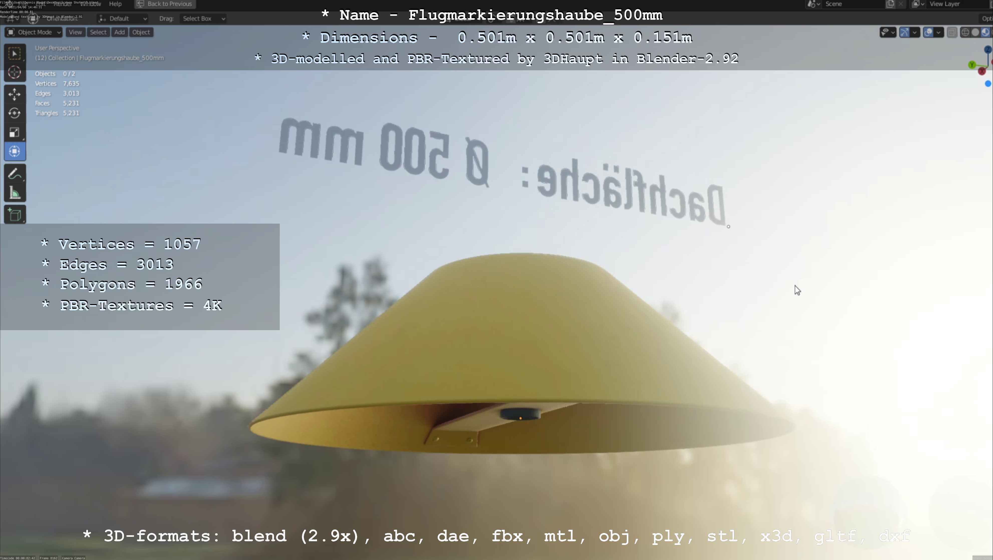 Flugmarkierungshaube 500mm Low-poly 3D model_66