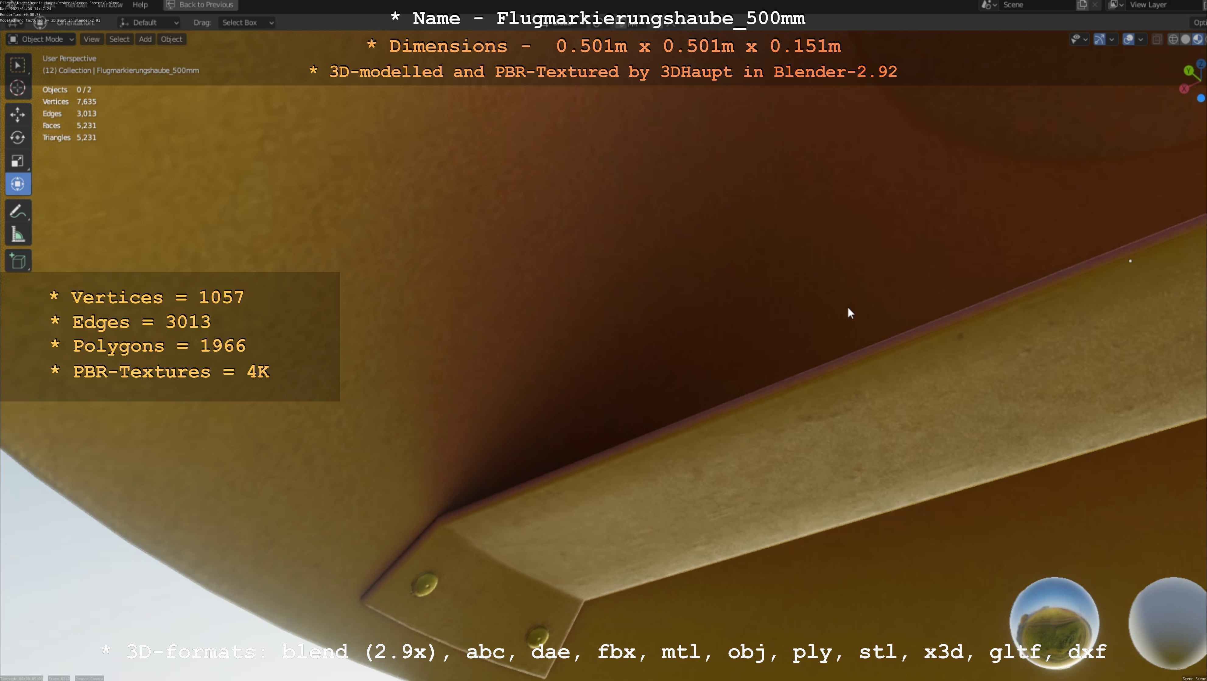 Flugmarkierungshaube 500mm Low-poly 3D model_88