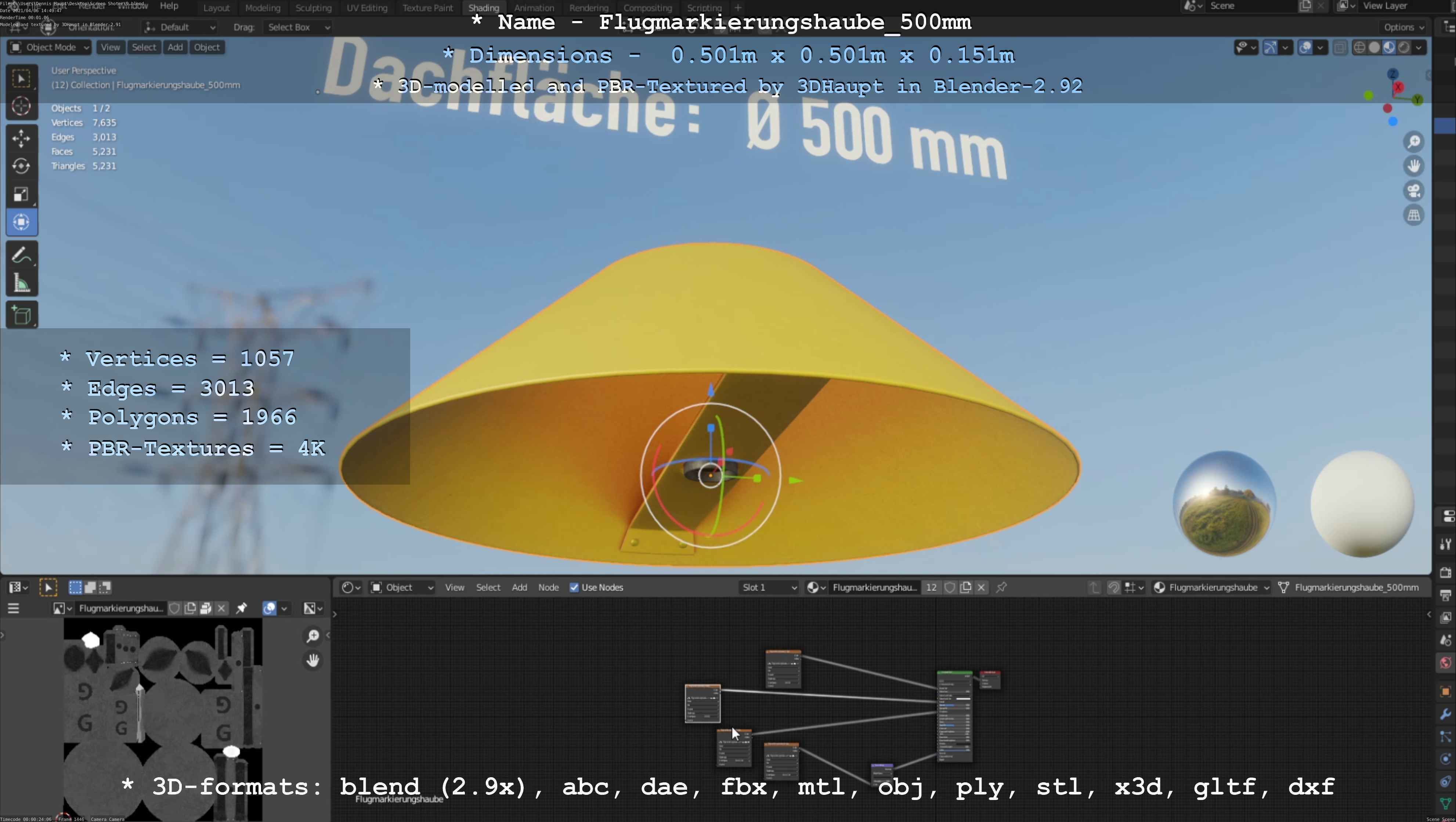Flugmarkierungshaube 500mm Low-poly 3D model_52