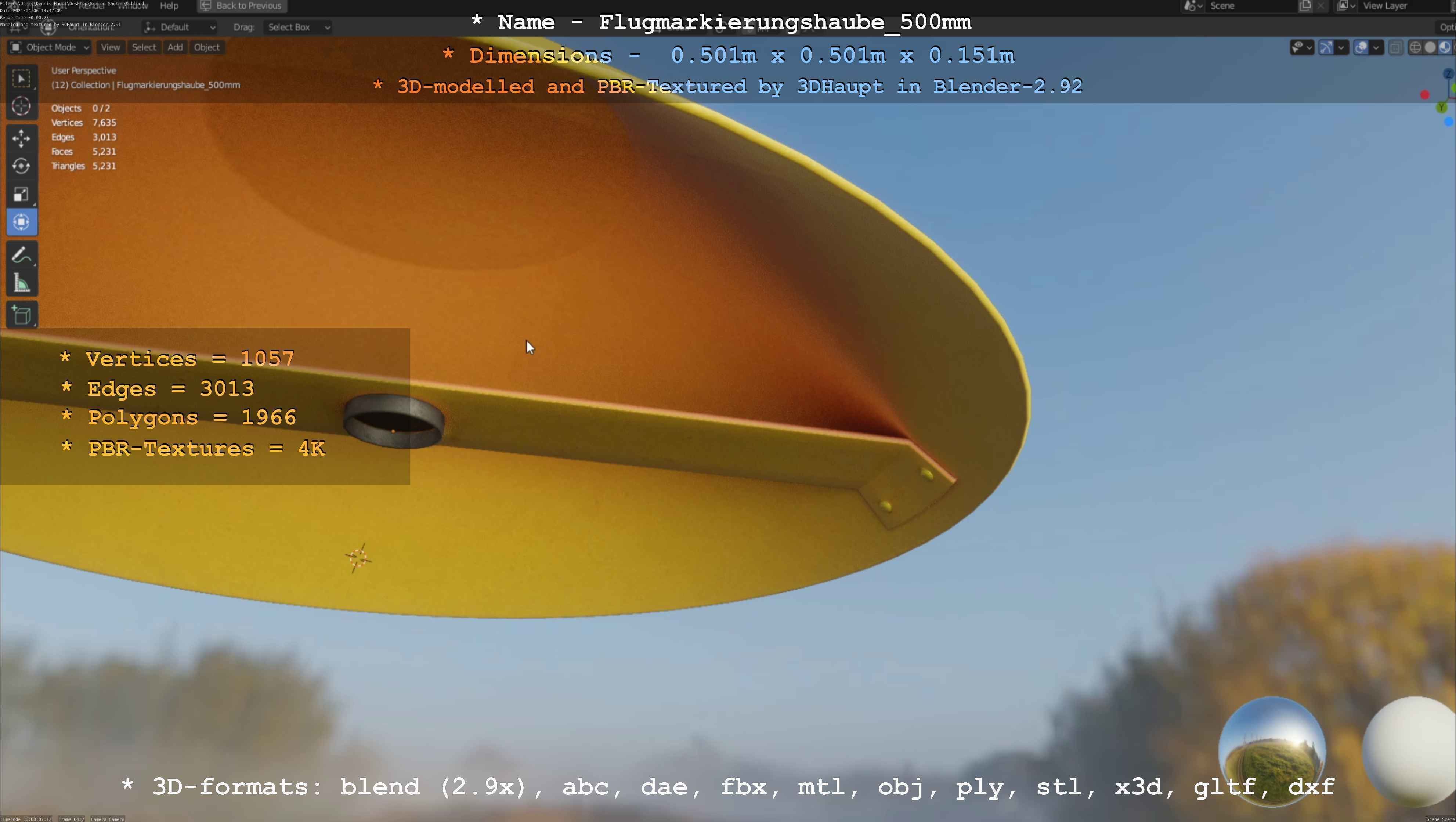 Flugmarkierungshaube 500mm Low-poly 3D model_81