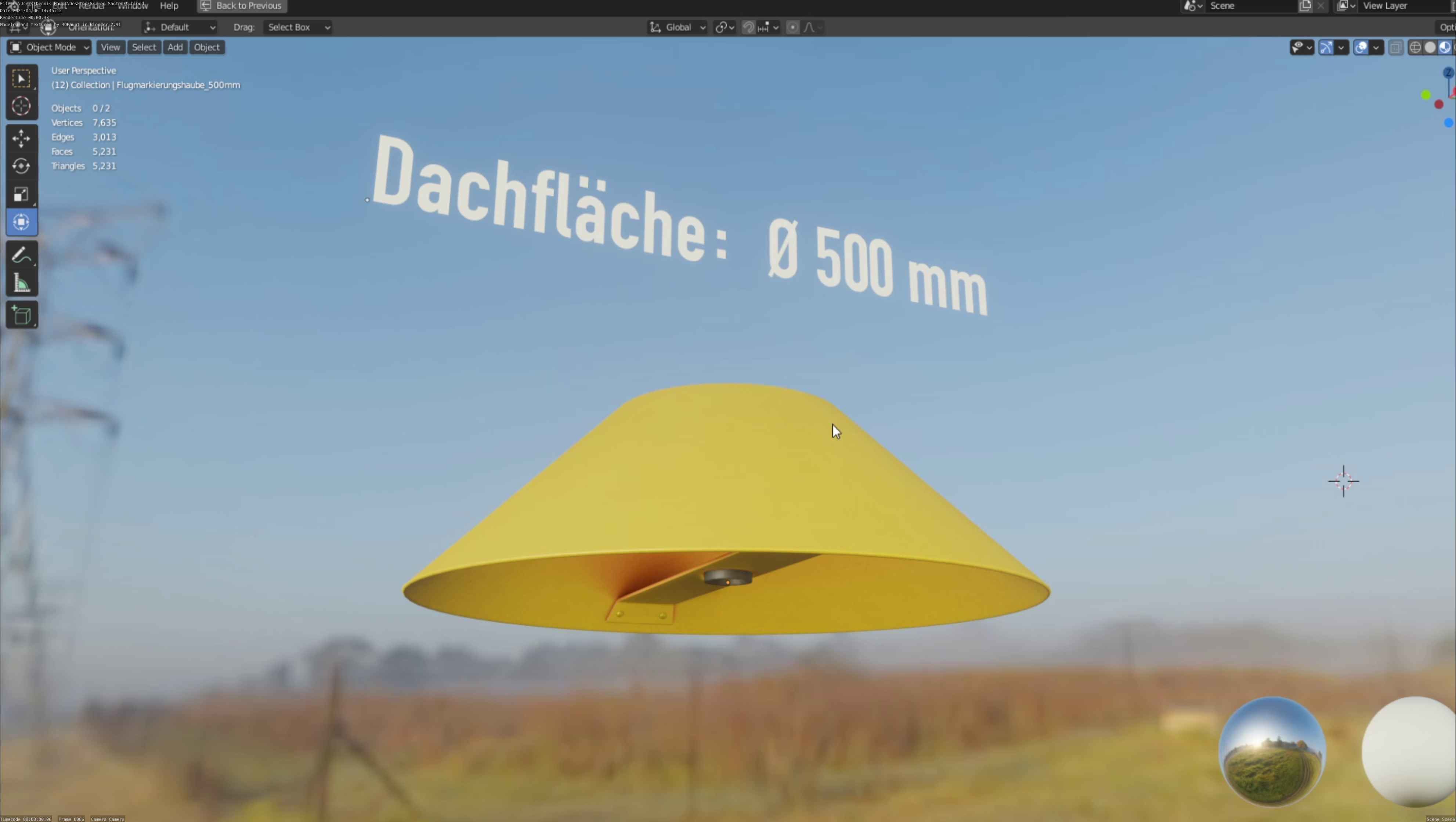 Flugmarkierungshaube 500mm Low-poly 3D model_57