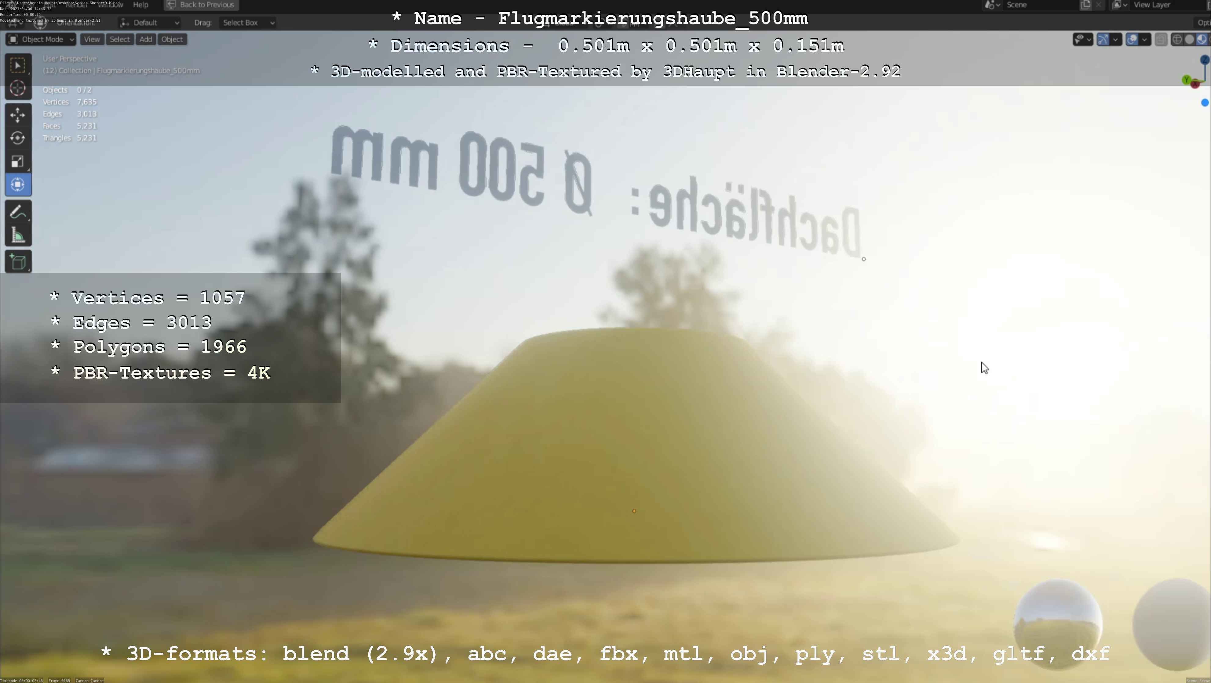 Flugmarkierungshaube 500mm Low-poly 3D model_67