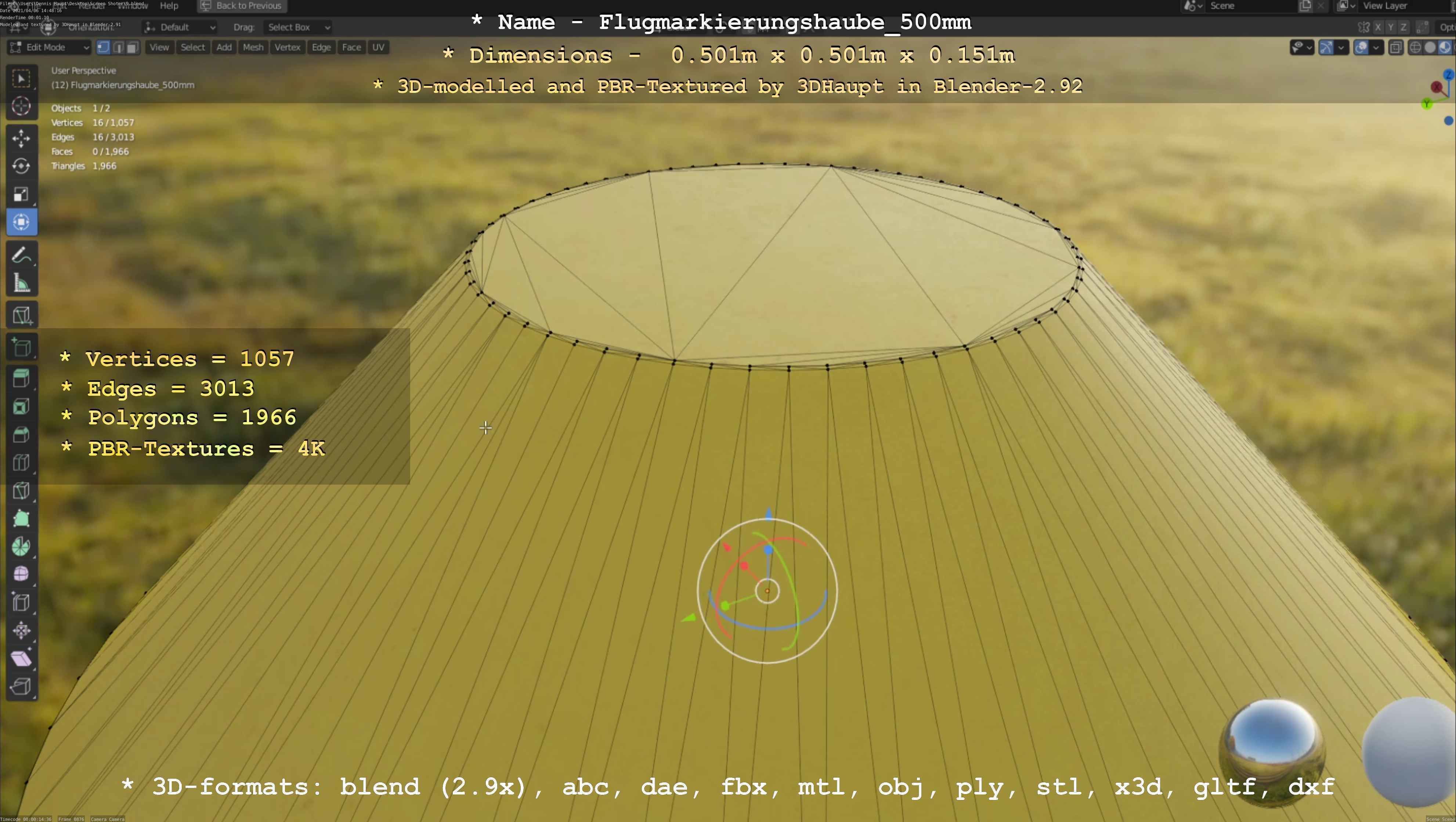 Flugmarkierungshaube 500mm Low-poly 3D model_108
