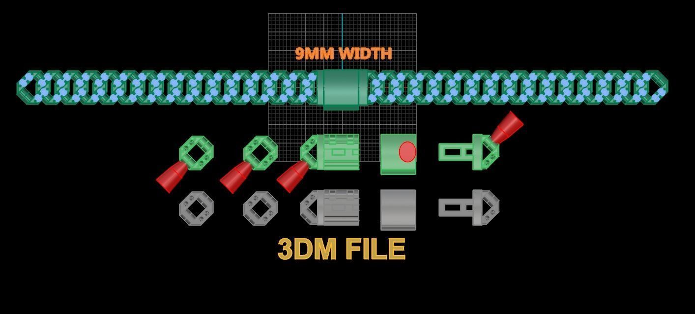 Cuban Diamond Chain Link Box Style 9MM WIDTH 3D print model_2