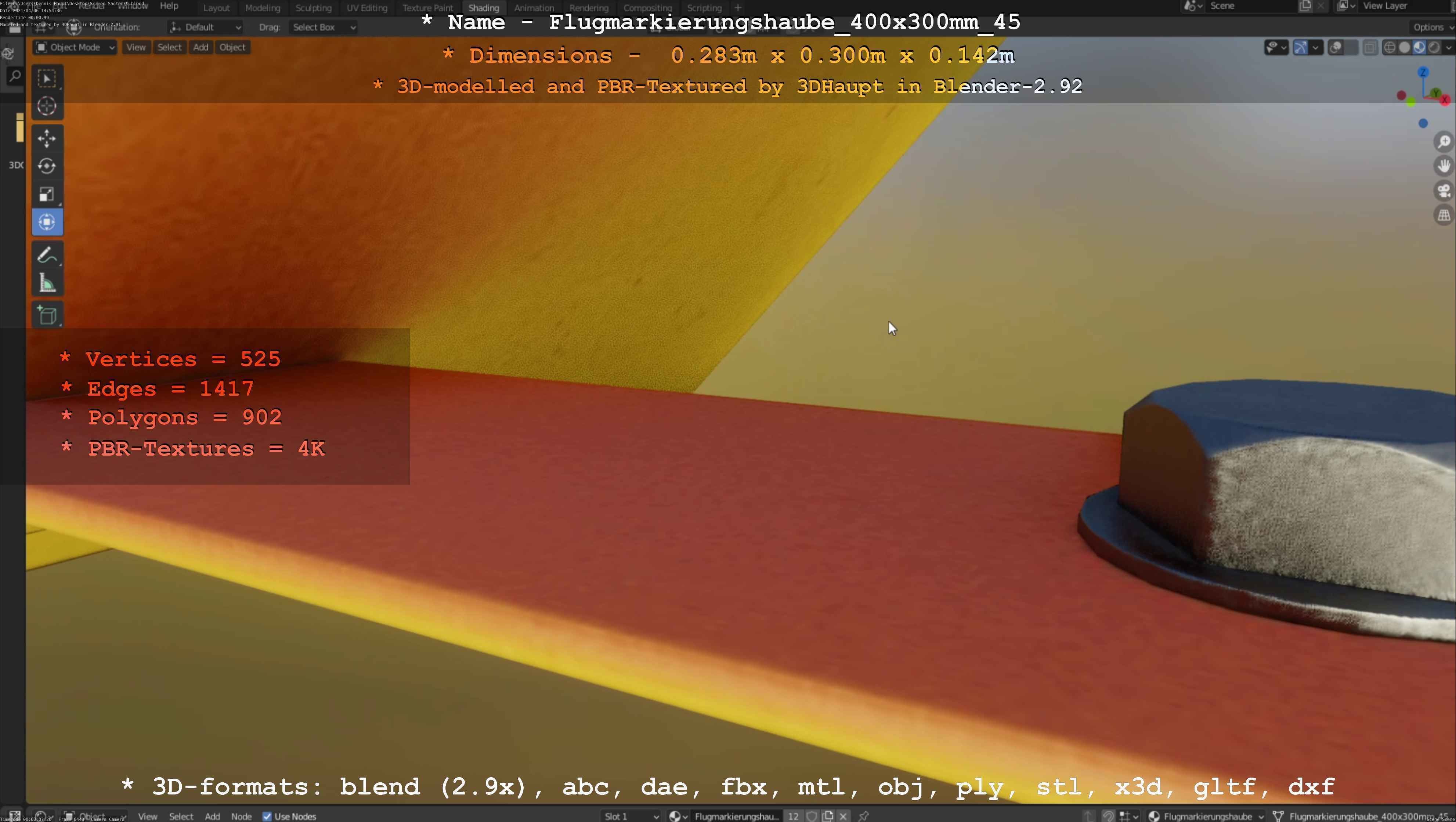 Flugmarkierungshaube 400x300mm 45 Low-poly 3D model_26