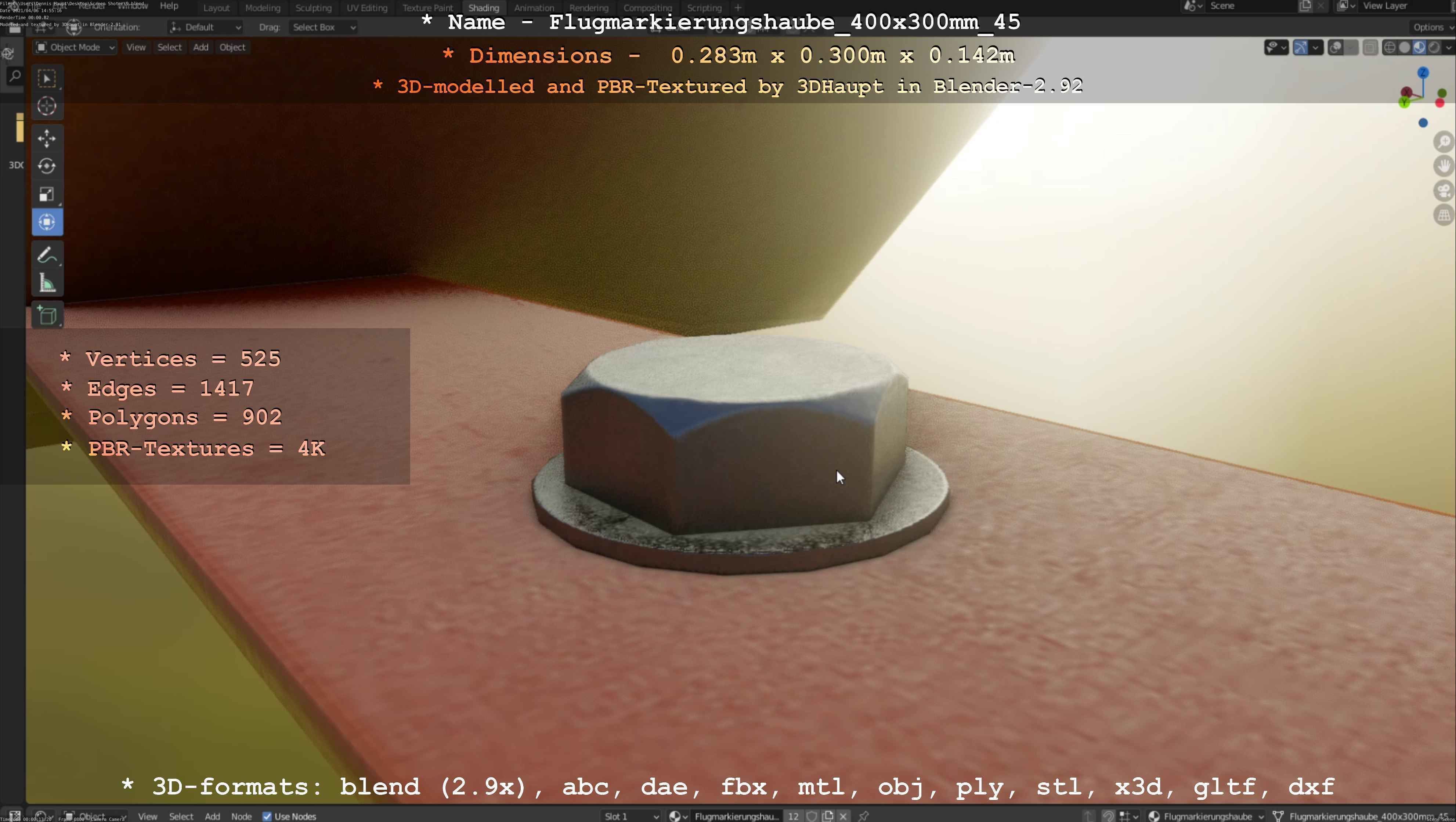 Flugmarkierungshaube 400x300mm 45 Low-poly 3D model_41