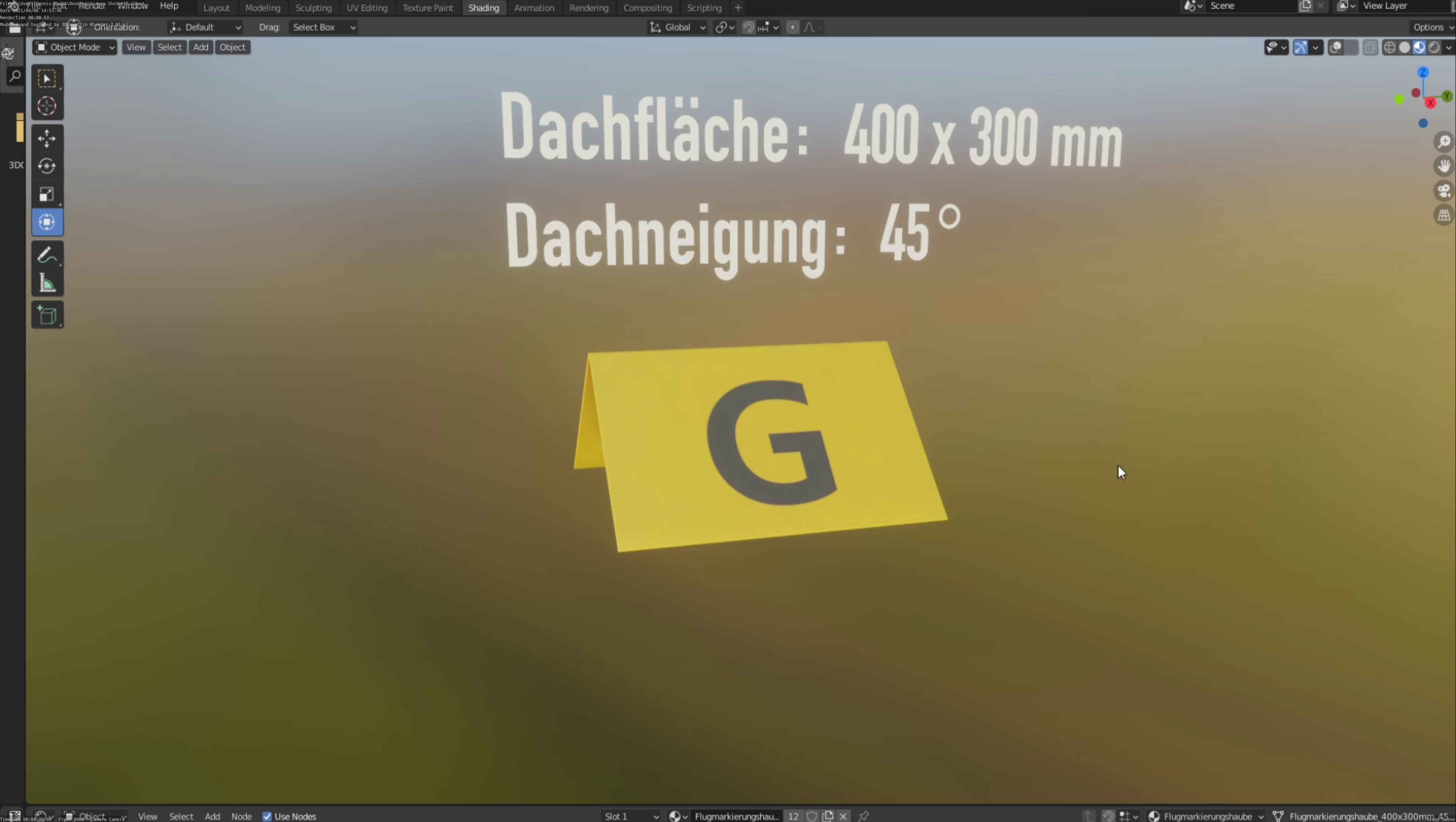 Flugmarkierungshaube 400x300mm 45 Low-poly 3D model_106