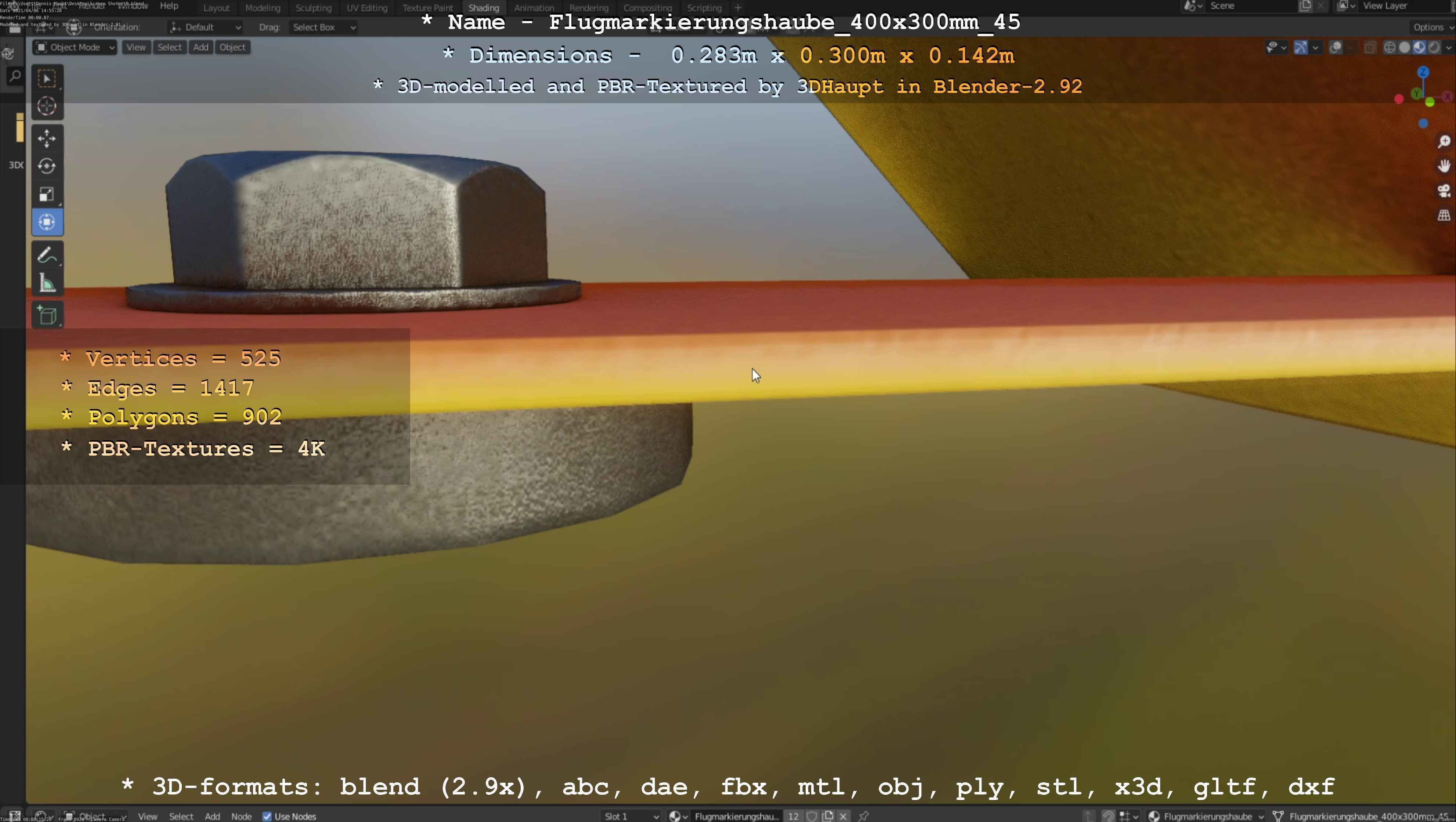 Flugmarkierungshaube 400x300mm 45 Low-poly 3D model_47