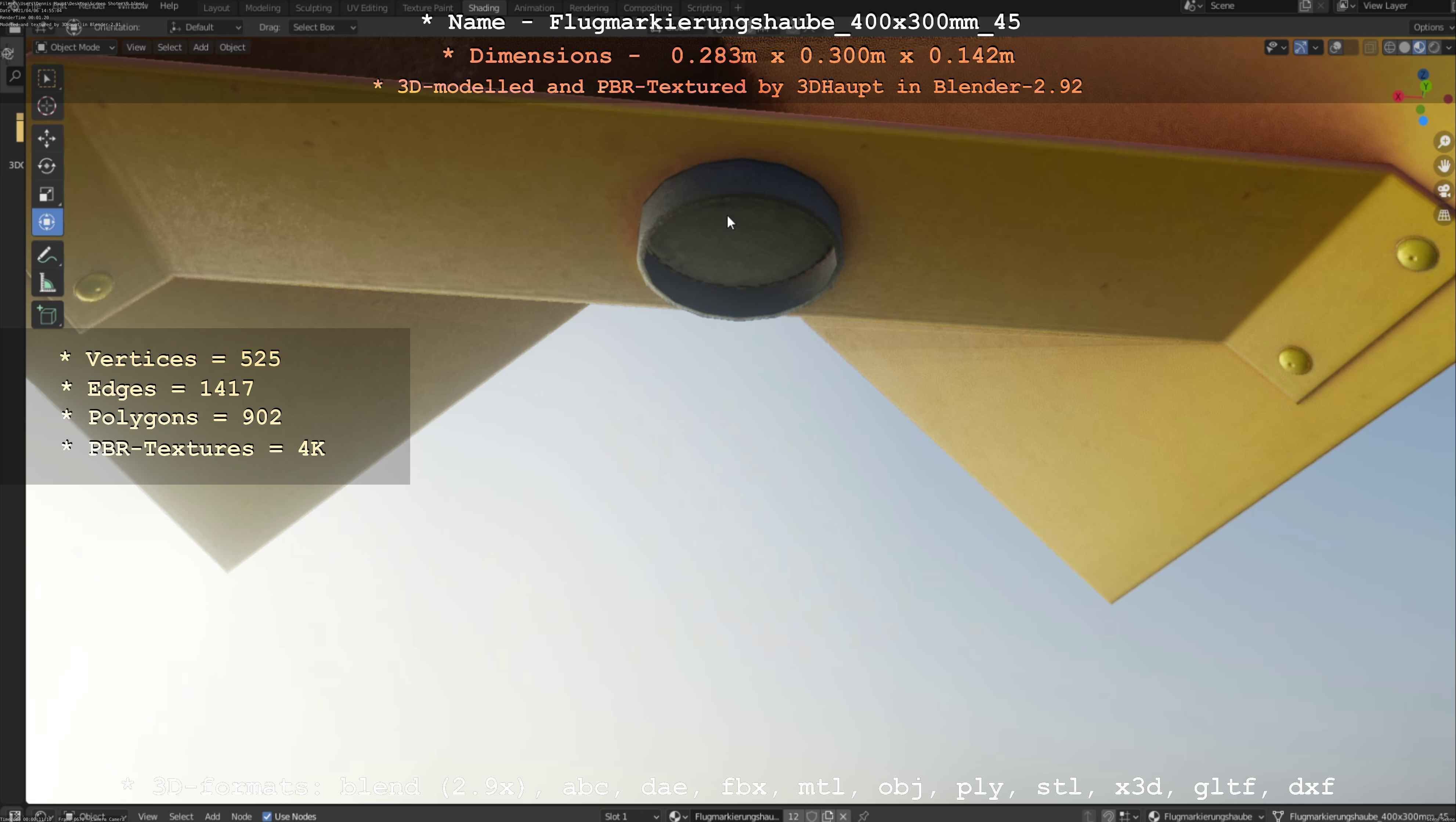 Flugmarkierungshaube 400x300mm 45 Low-poly 3D model_35