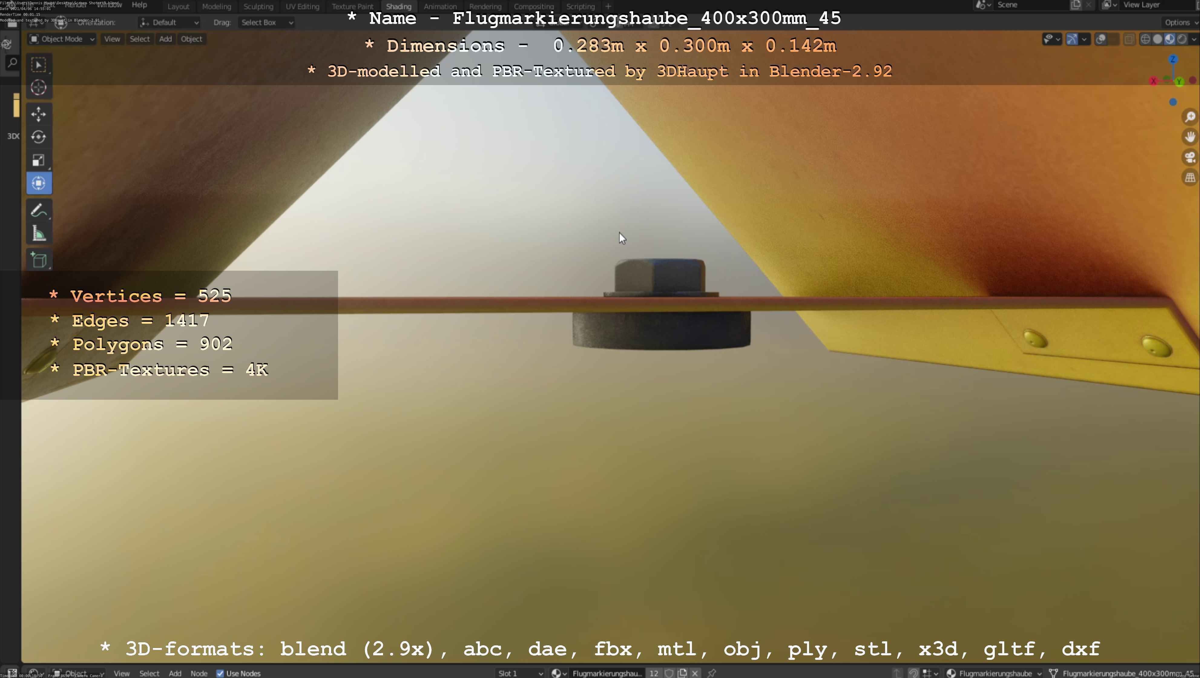 Flugmarkierungshaube 400x300mm 45 Low-poly 3D model_33