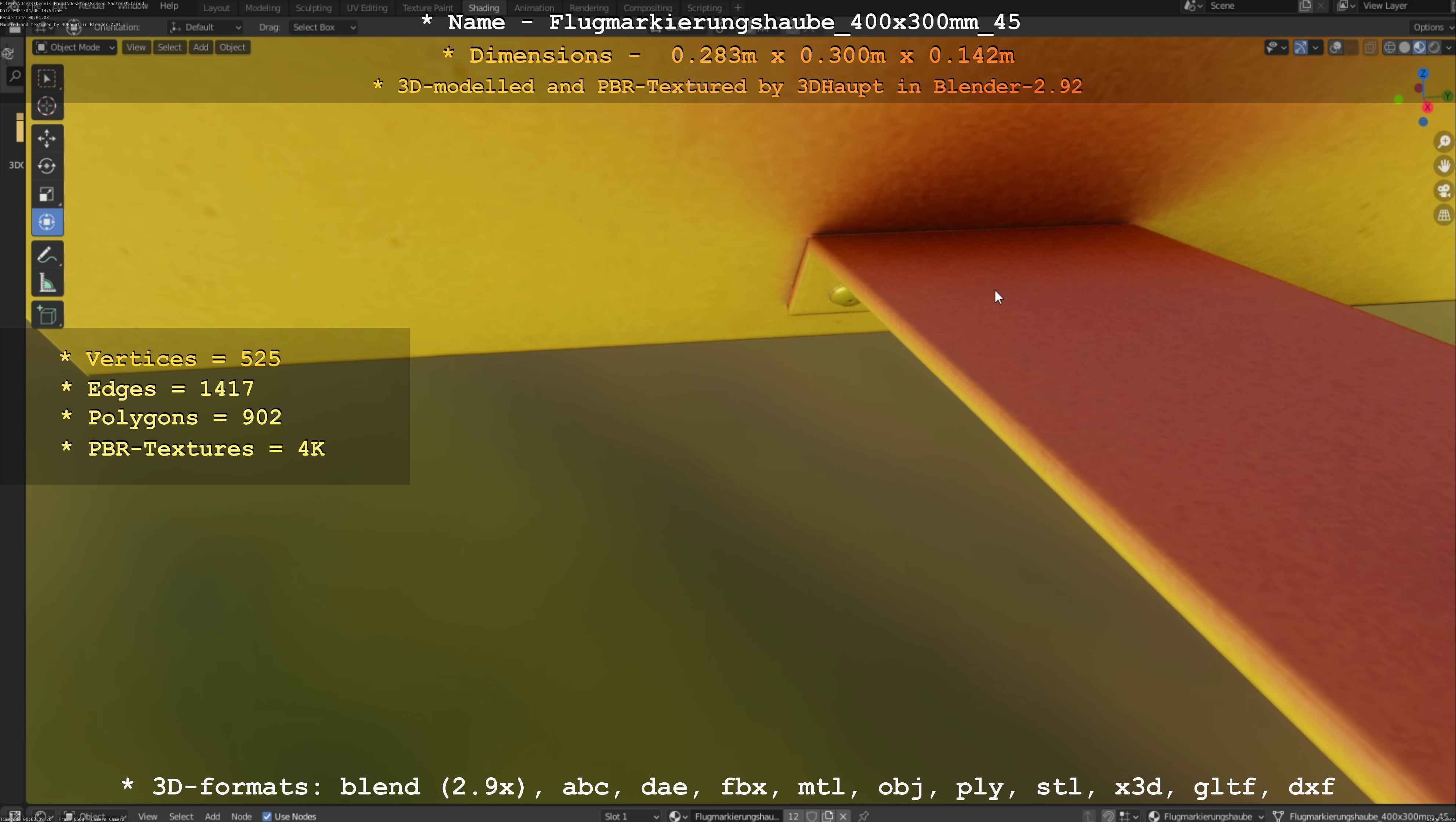 Flugmarkierungshaube 400x300mm 45 Low-poly 3D model_31
