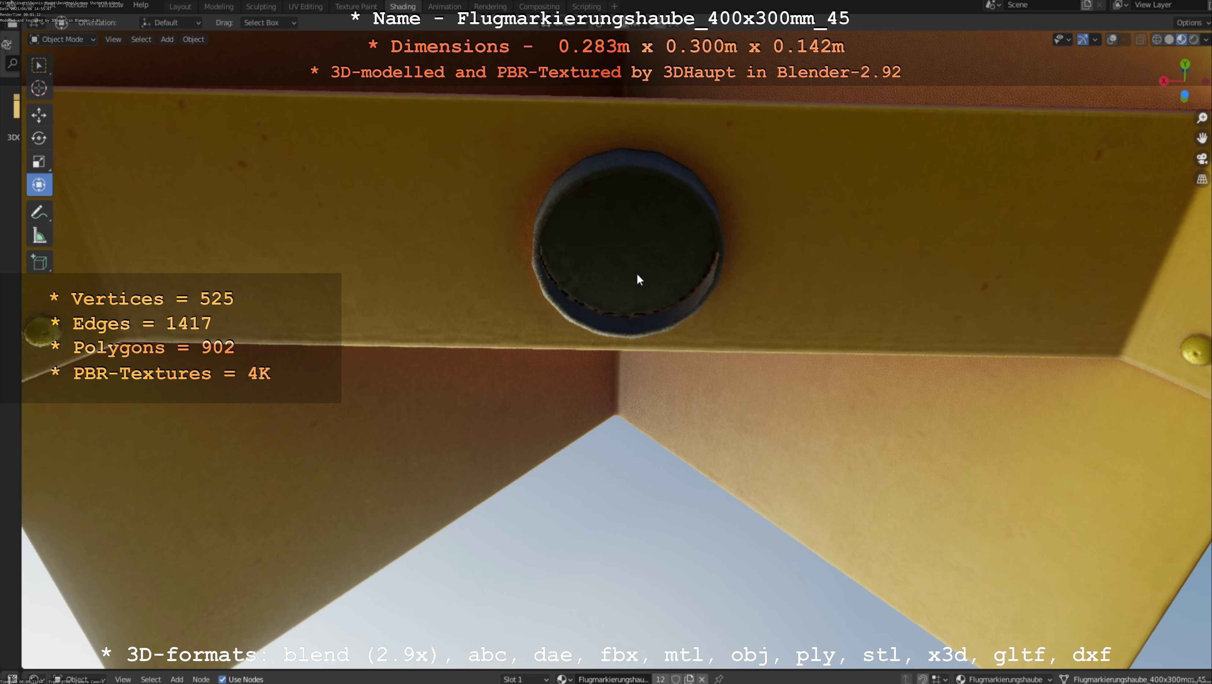 Flugmarkierungshaube 400x300mm 45 Low-poly 3D model_37