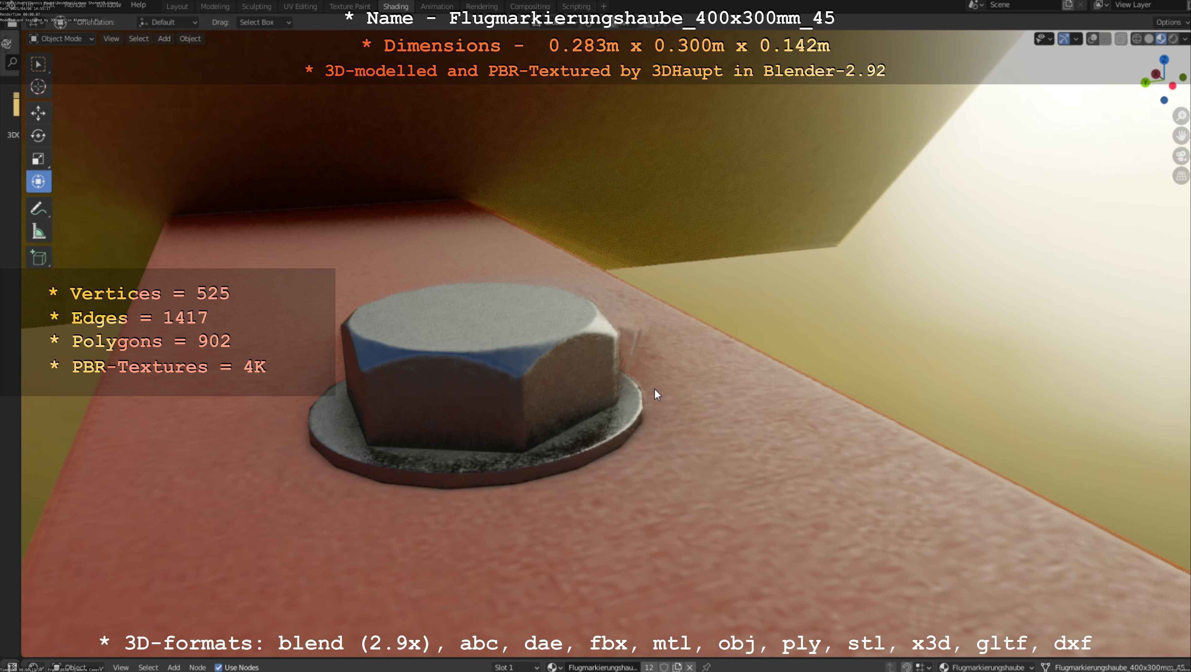 Flugmarkierungshaube 400x300mm 45 Low-poly 3D model_42