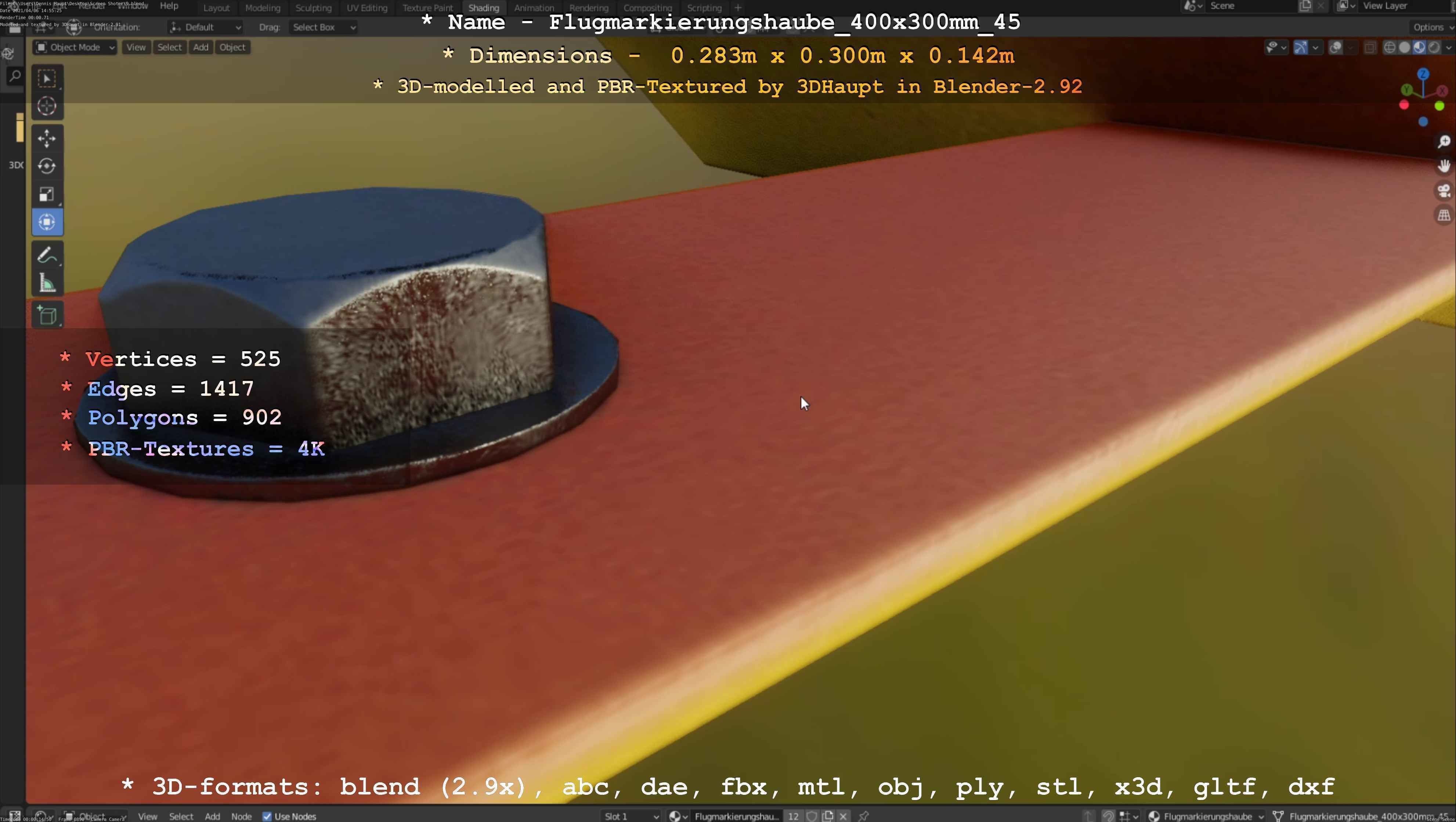 Flugmarkierungshaube 400x300mm 45 Low-poly 3D model_44