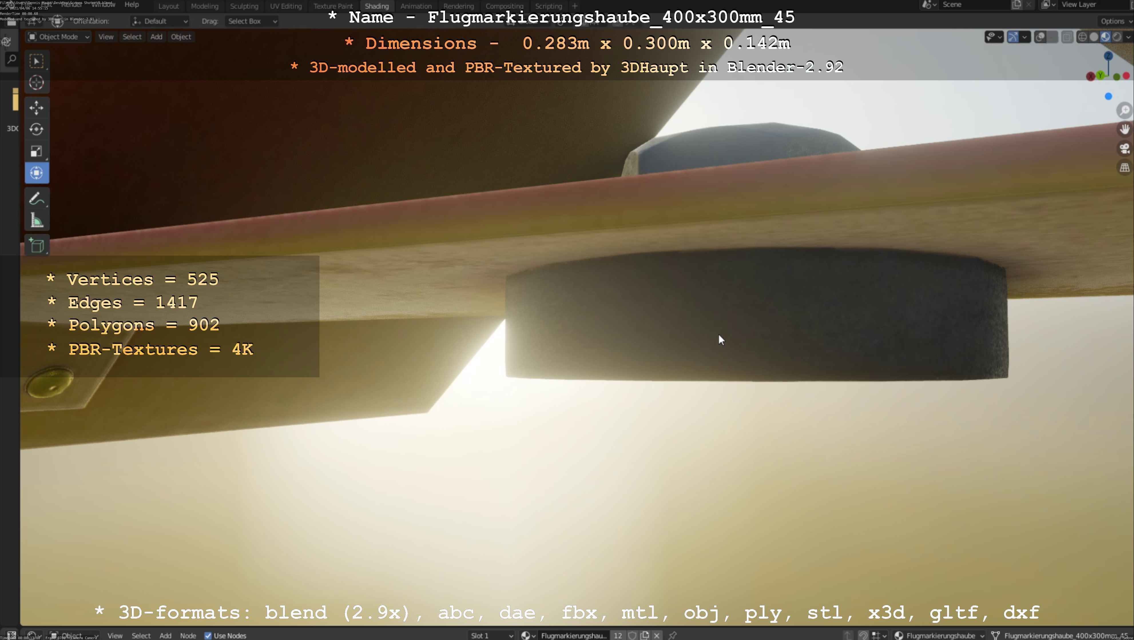 Flugmarkierungshaube 400x300mm 45 Low-poly 3D model_39