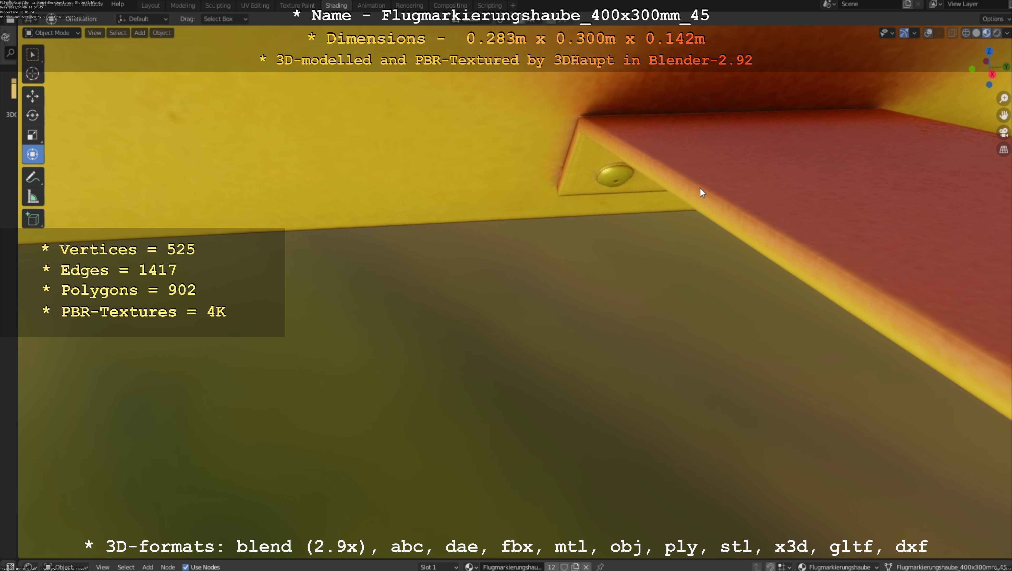 Flugmarkierungshaube 400x300mm 45 Low-poly 3D model_27