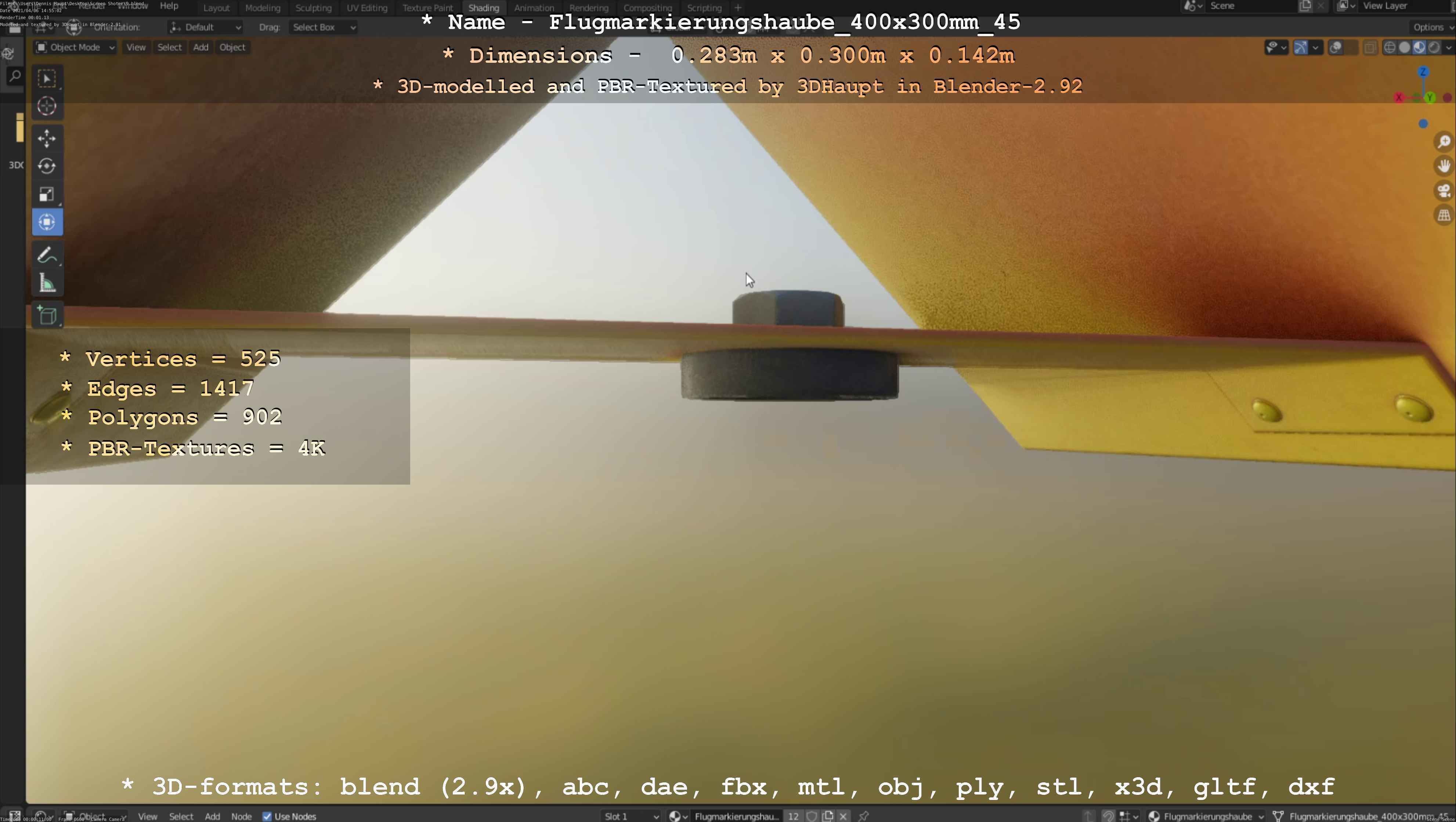Flugmarkierungshaube 400x300mm 45 Low-poly 3D model_34
