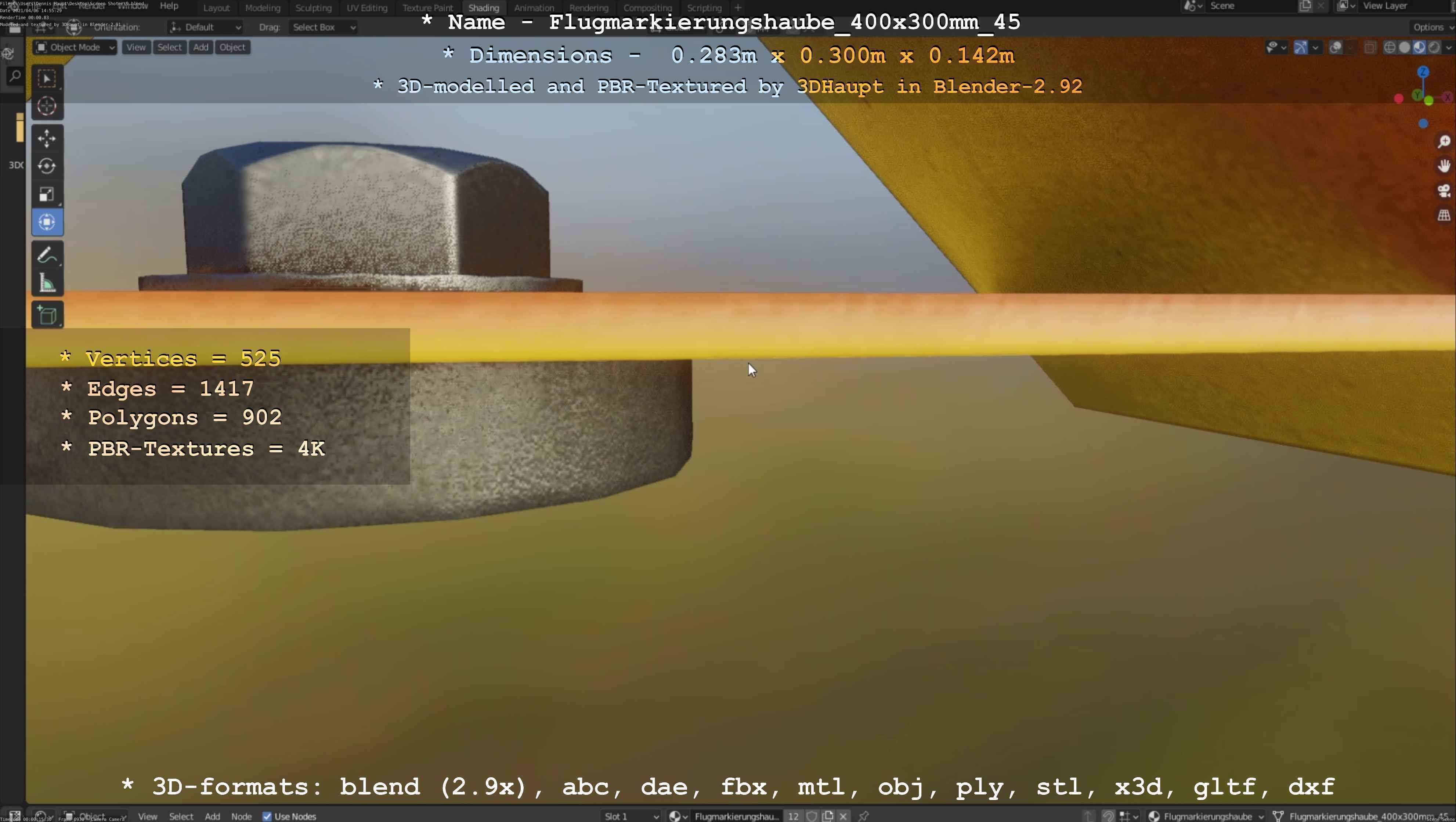 Flugmarkierungshaube 400x300mm 45 Low-poly 3D model_5
