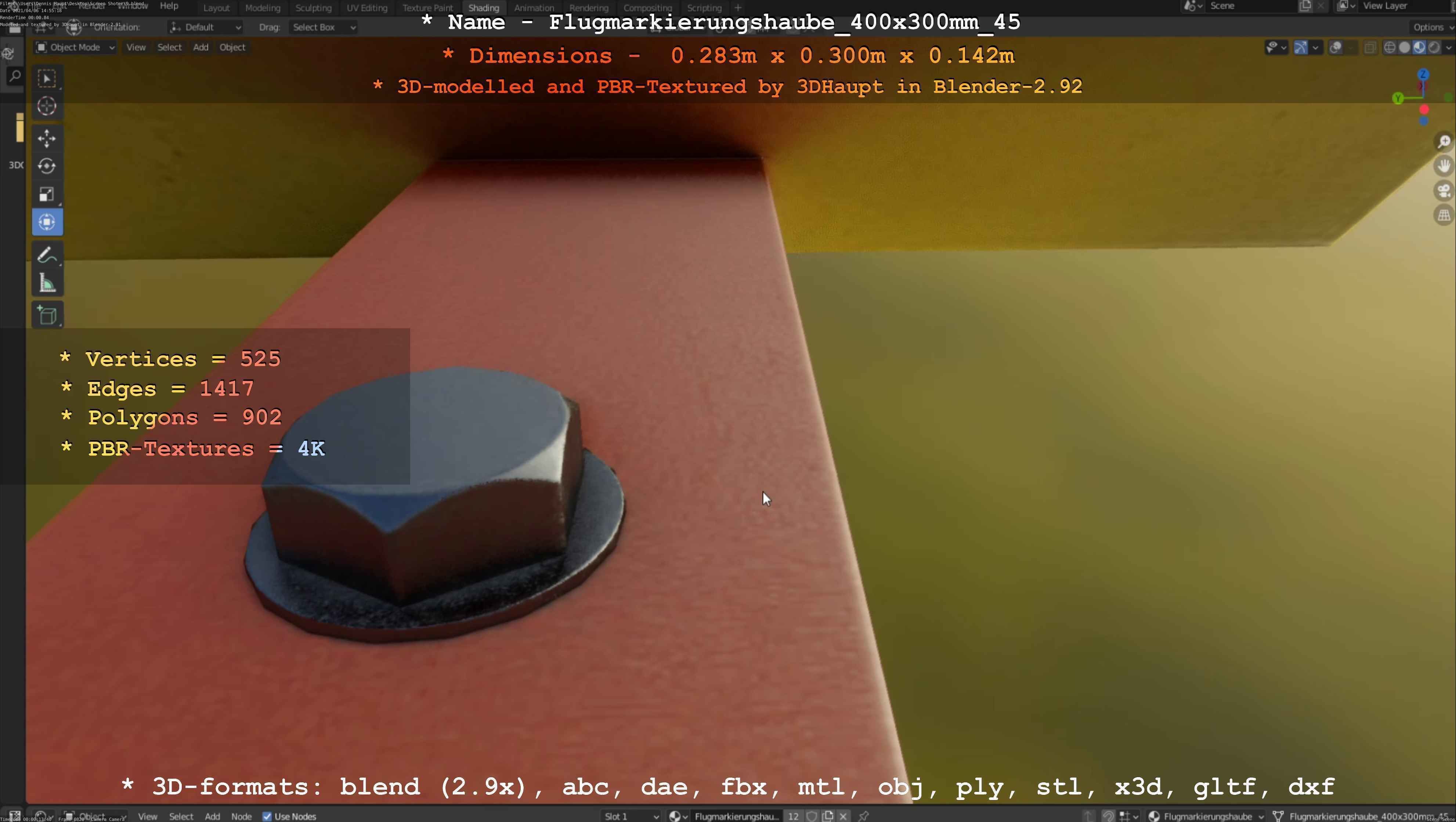 Flugmarkierungshaube 400x300mm 45 Low-poly 3D model_4
