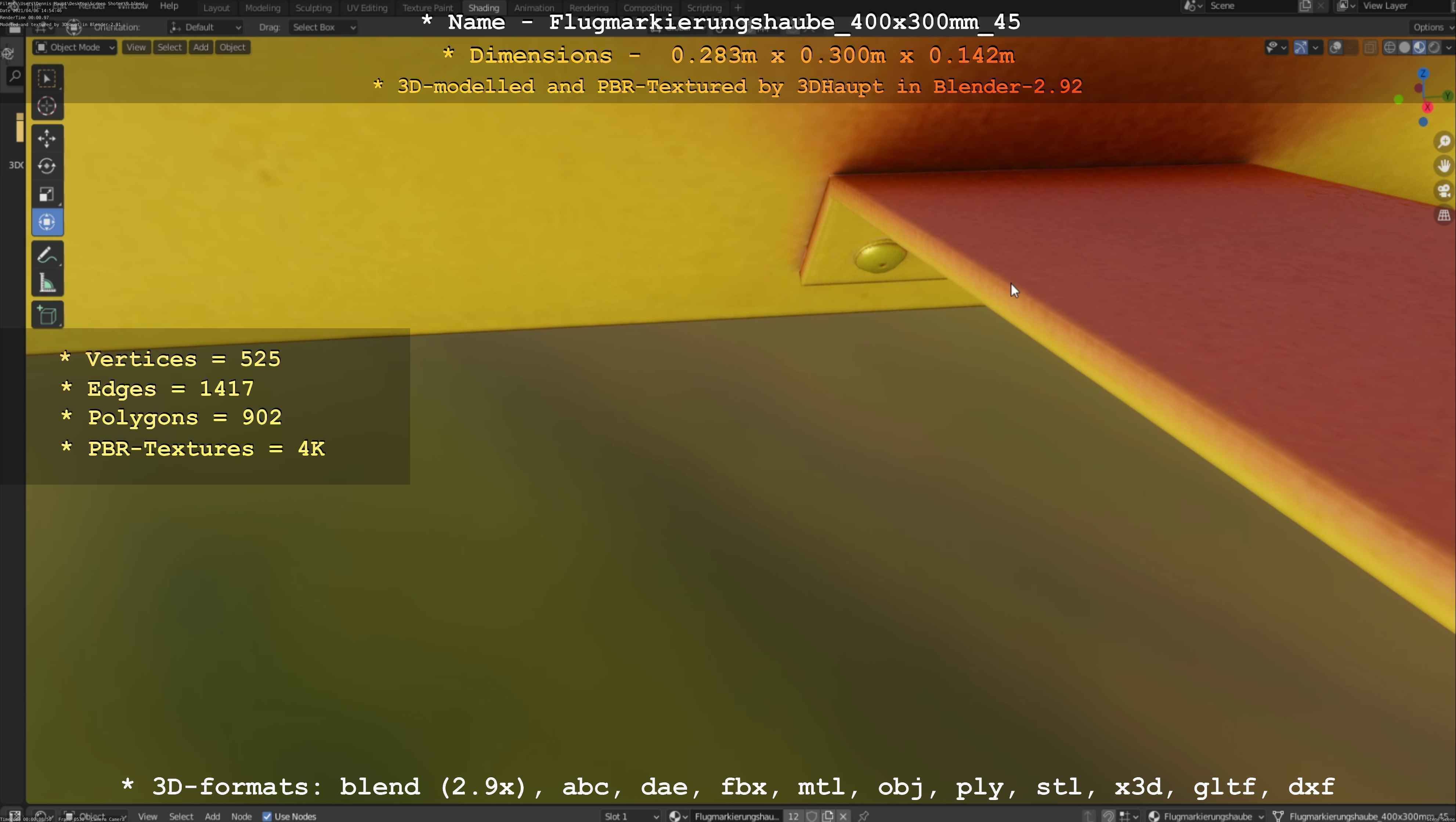 Flugmarkierungshaube 400x300mm 45 Low-poly 3D model_28