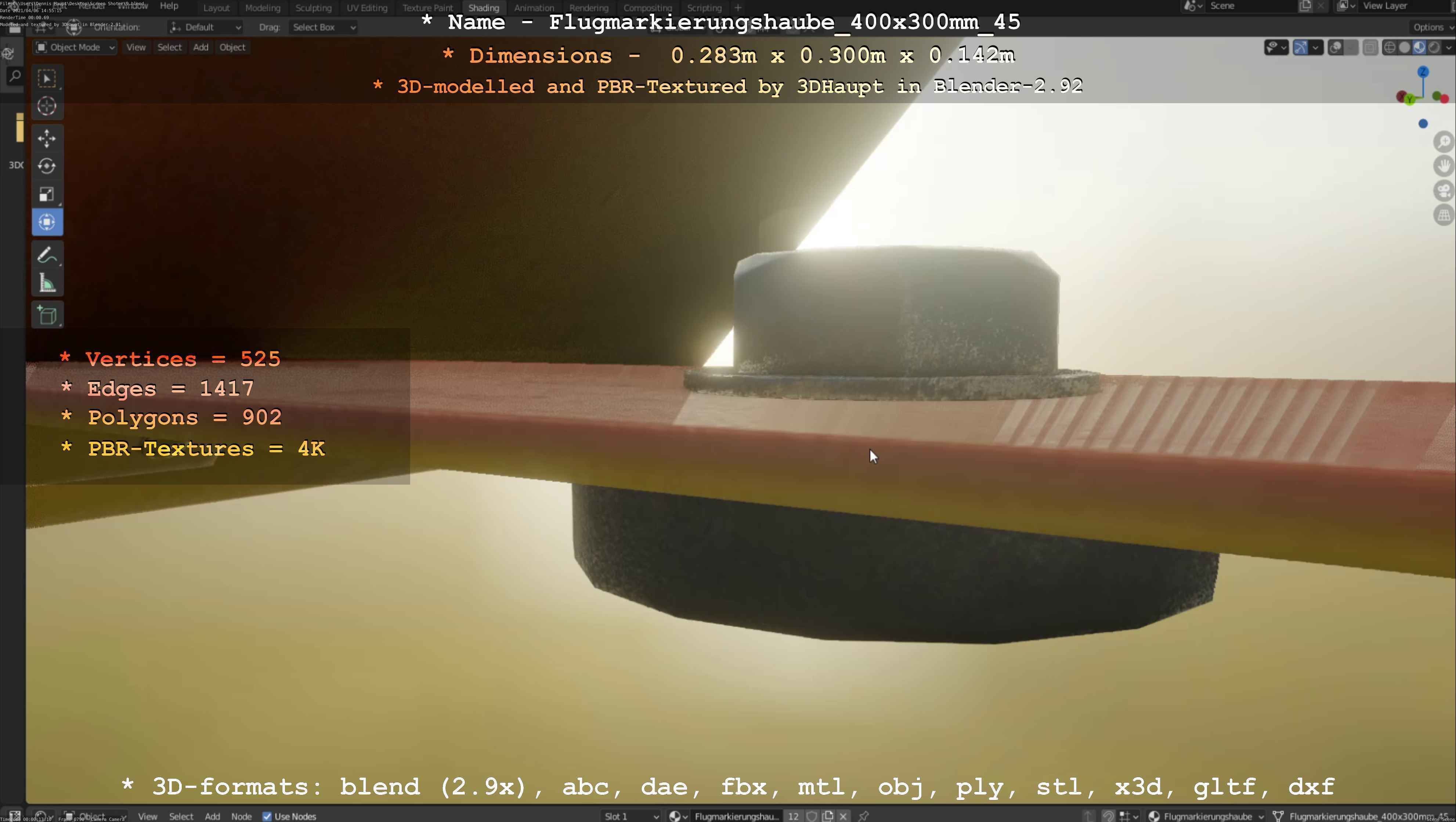 Flugmarkierungshaube 400x300mm 45 Low-poly 3D model_40