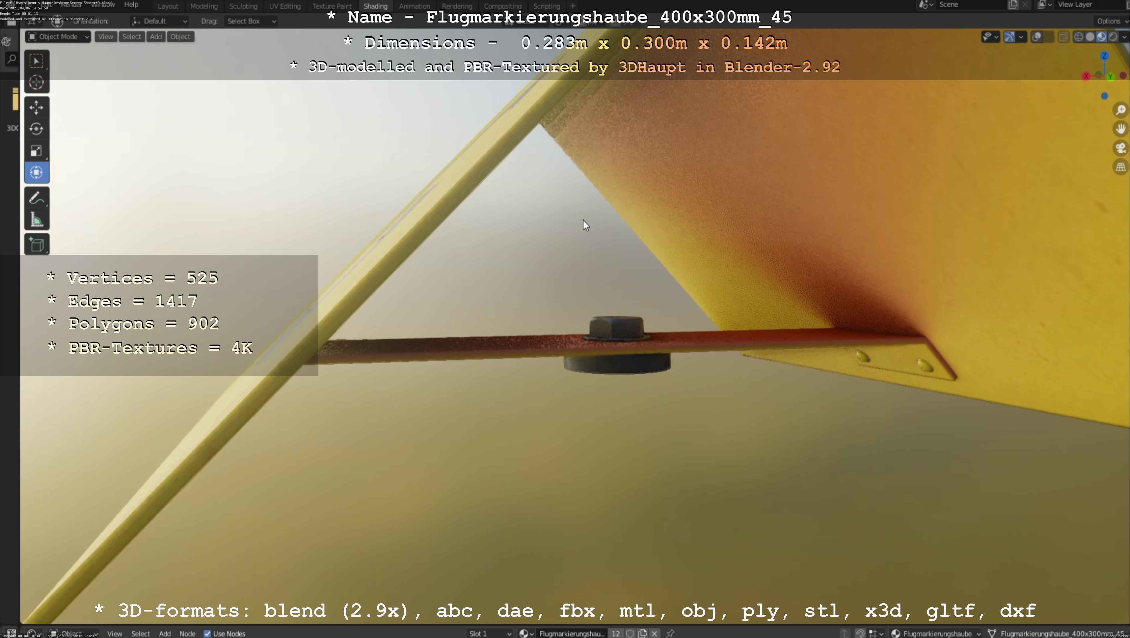 Flugmarkierungshaube 400x300mm 45 Low-poly 3D model_20