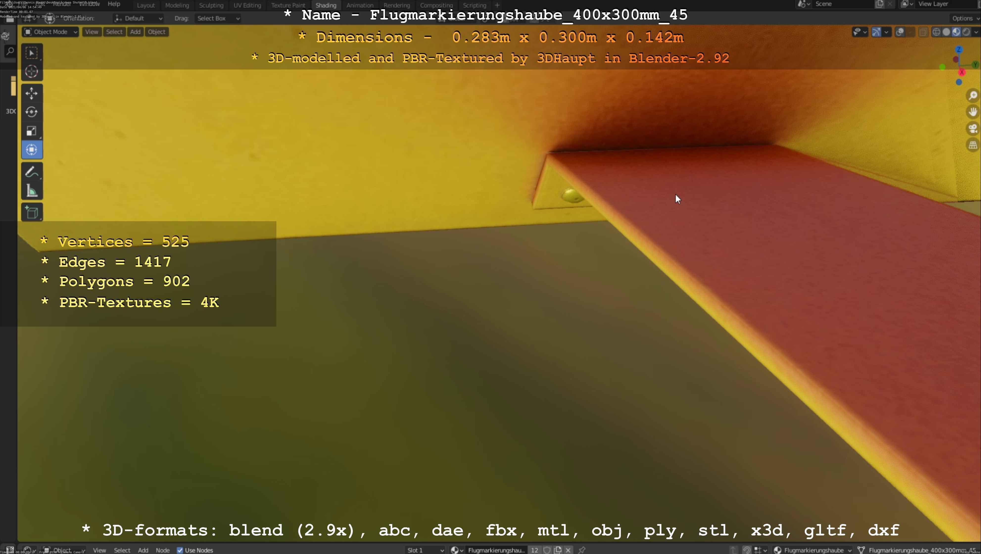Flugmarkierungshaube 400x300mm 45 Low-poly 3D model_30
