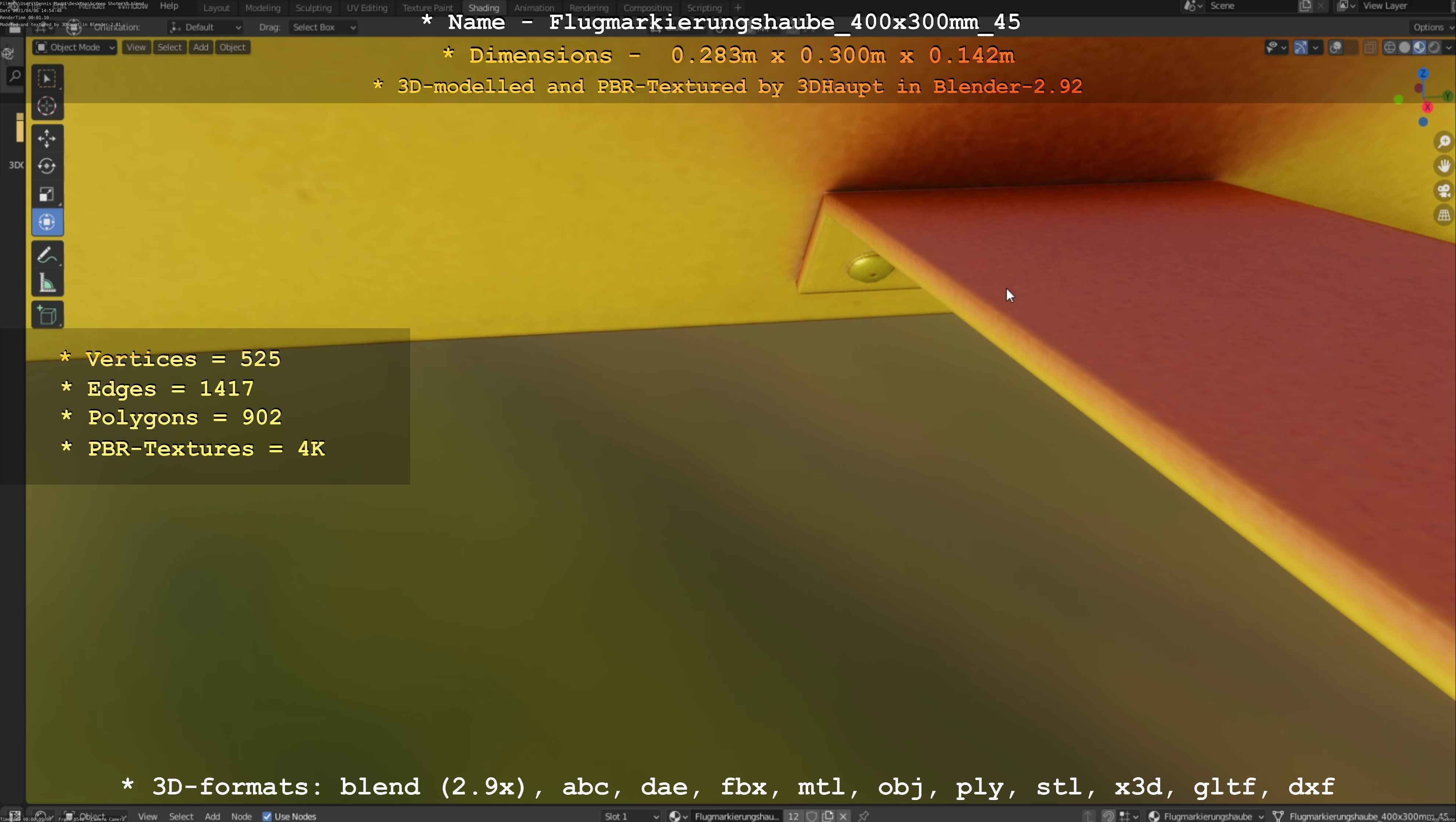 Flugmarkierungshaube 400x300mm 45 Low-poly 3D model_29