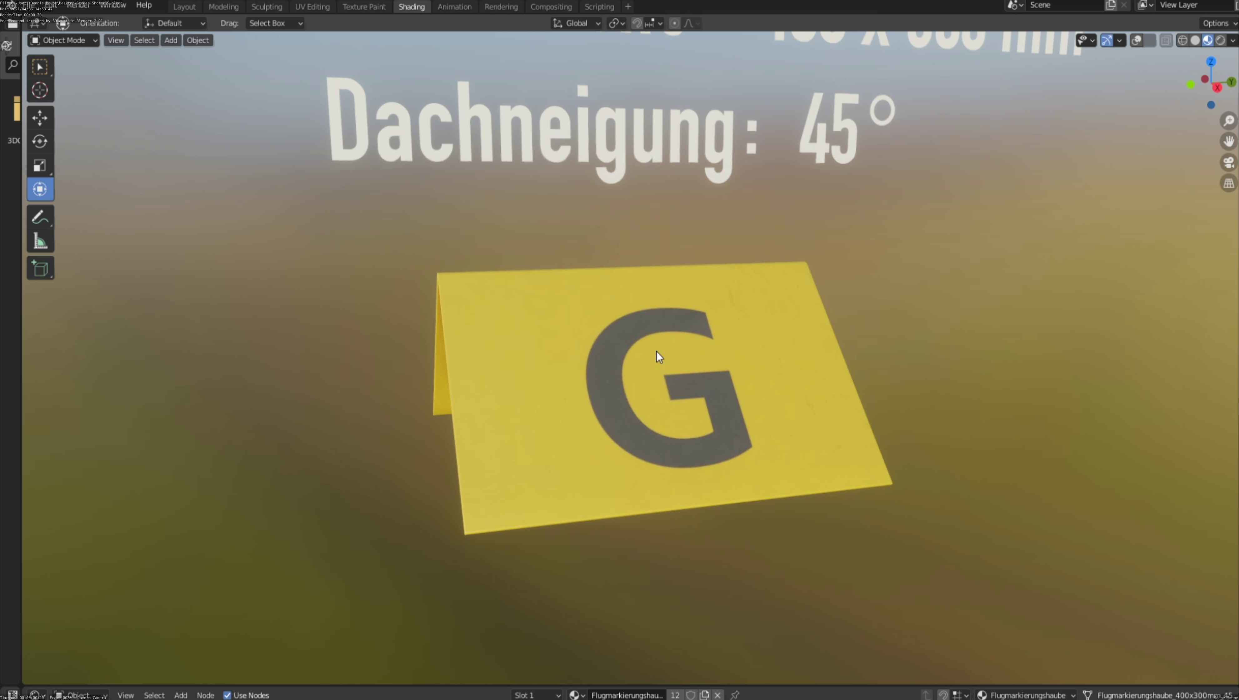 Flugmarkierungshaube 400x300mm 45 Low-poly 3D model_9