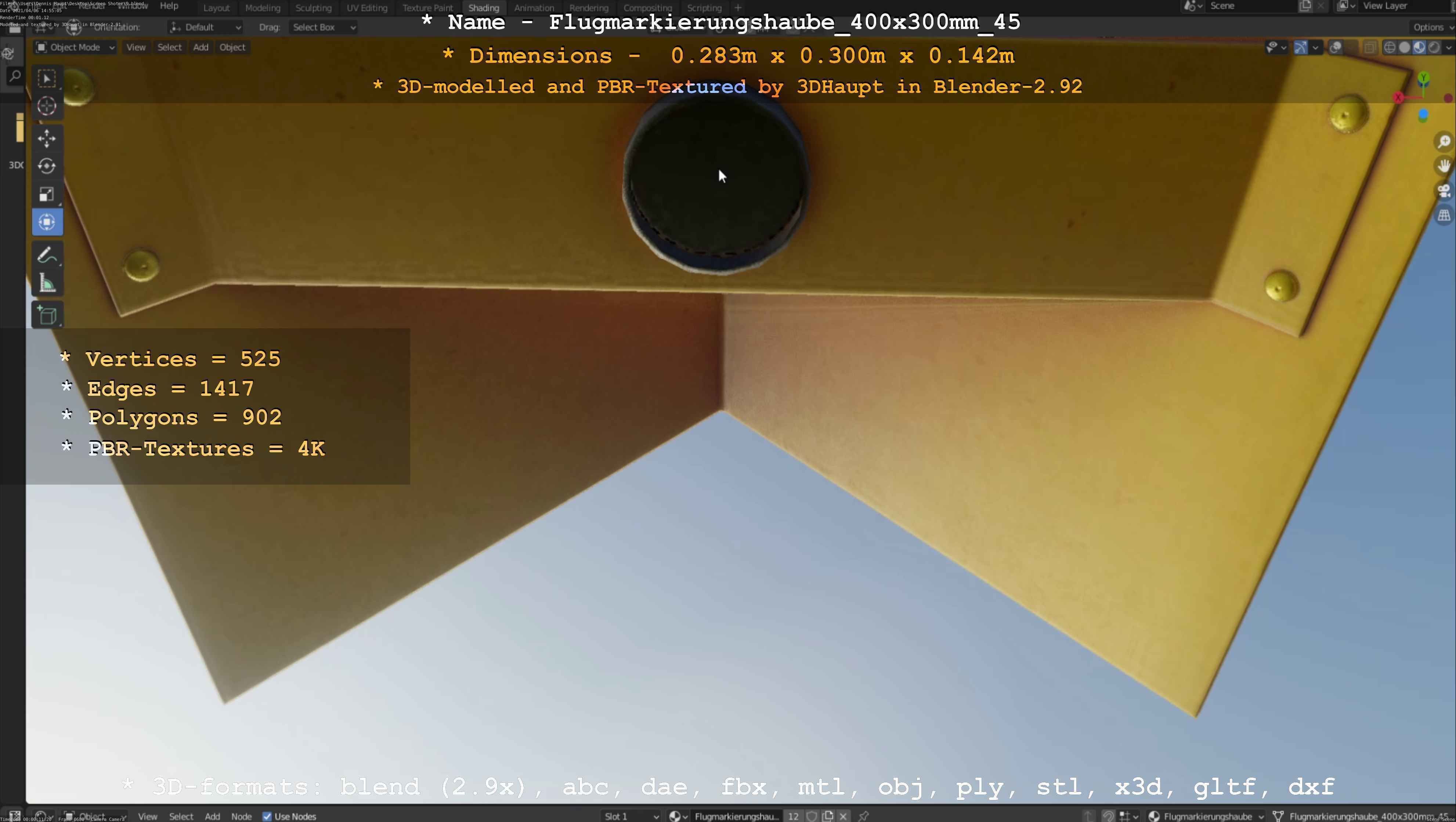 Flugmarkierungshaube 400x300mm 45 Low-poly 3D model_36