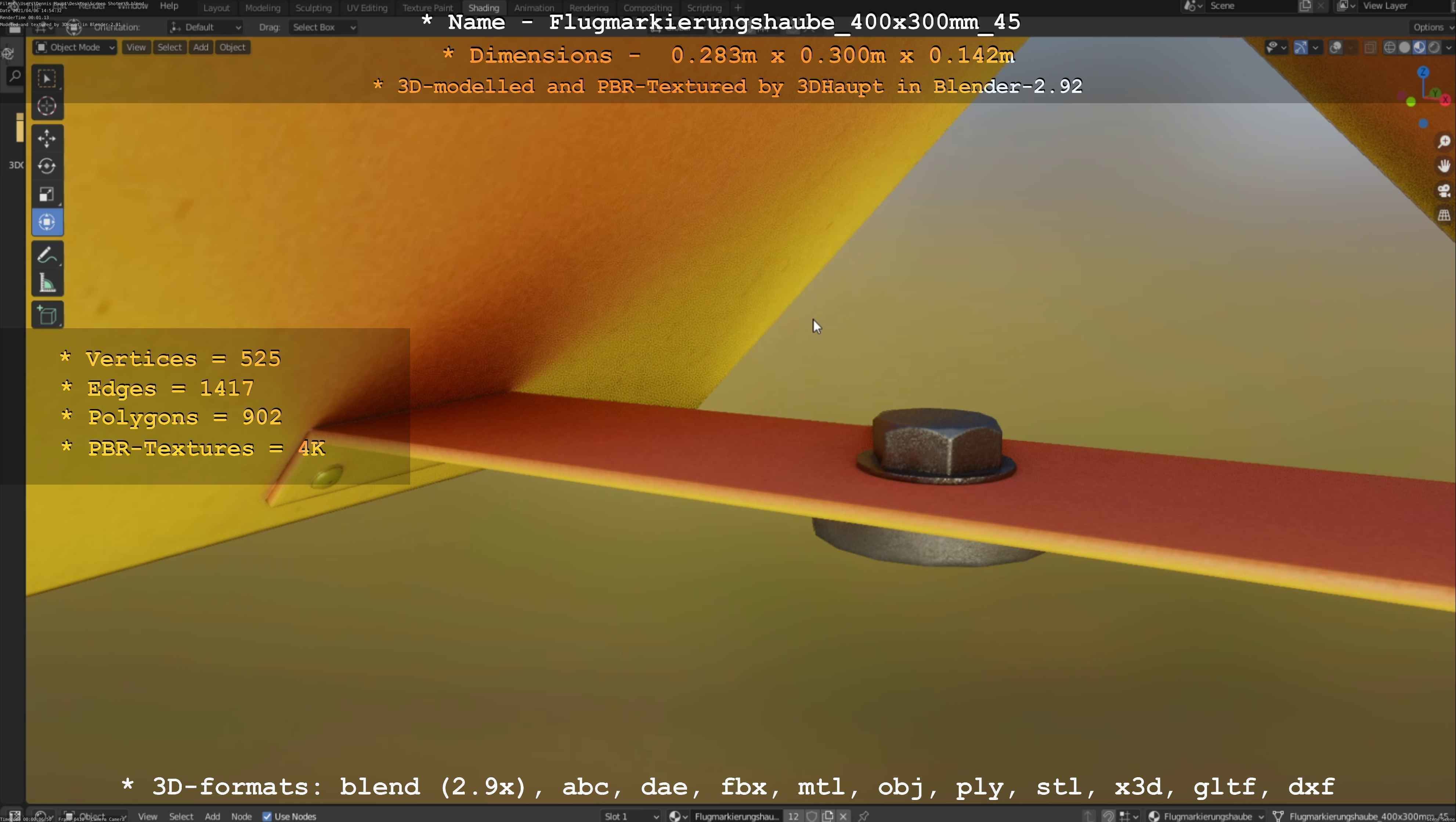 Flugmarkierungshaube 400x300mm 45 Low-poly 3D model_17