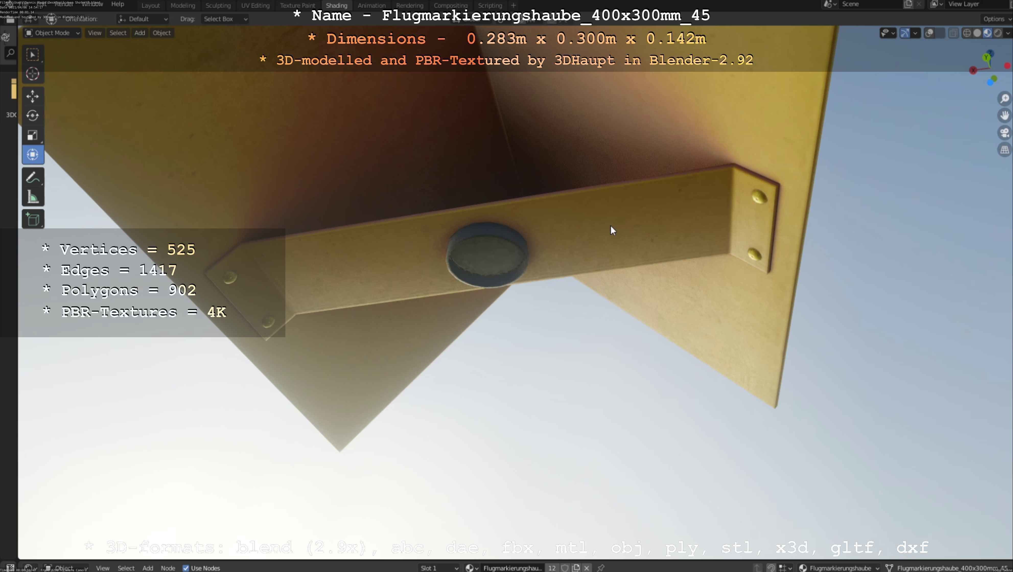 Flugmarkierungshaube 400x300mm 45 Low-poly 3D model_87