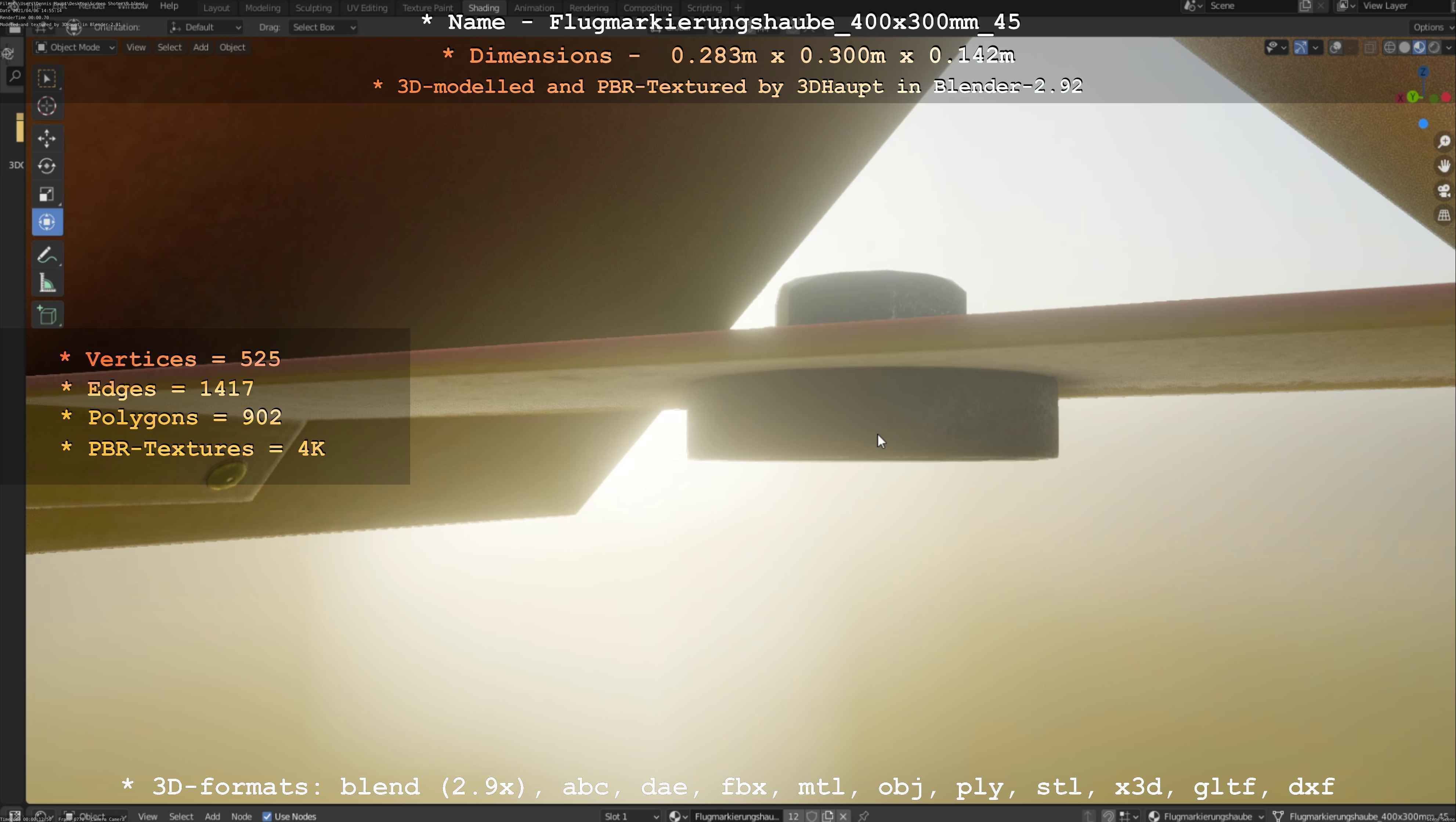 Flugmarkierungshaube 400x300mm 45 Low-poly 3D model_38