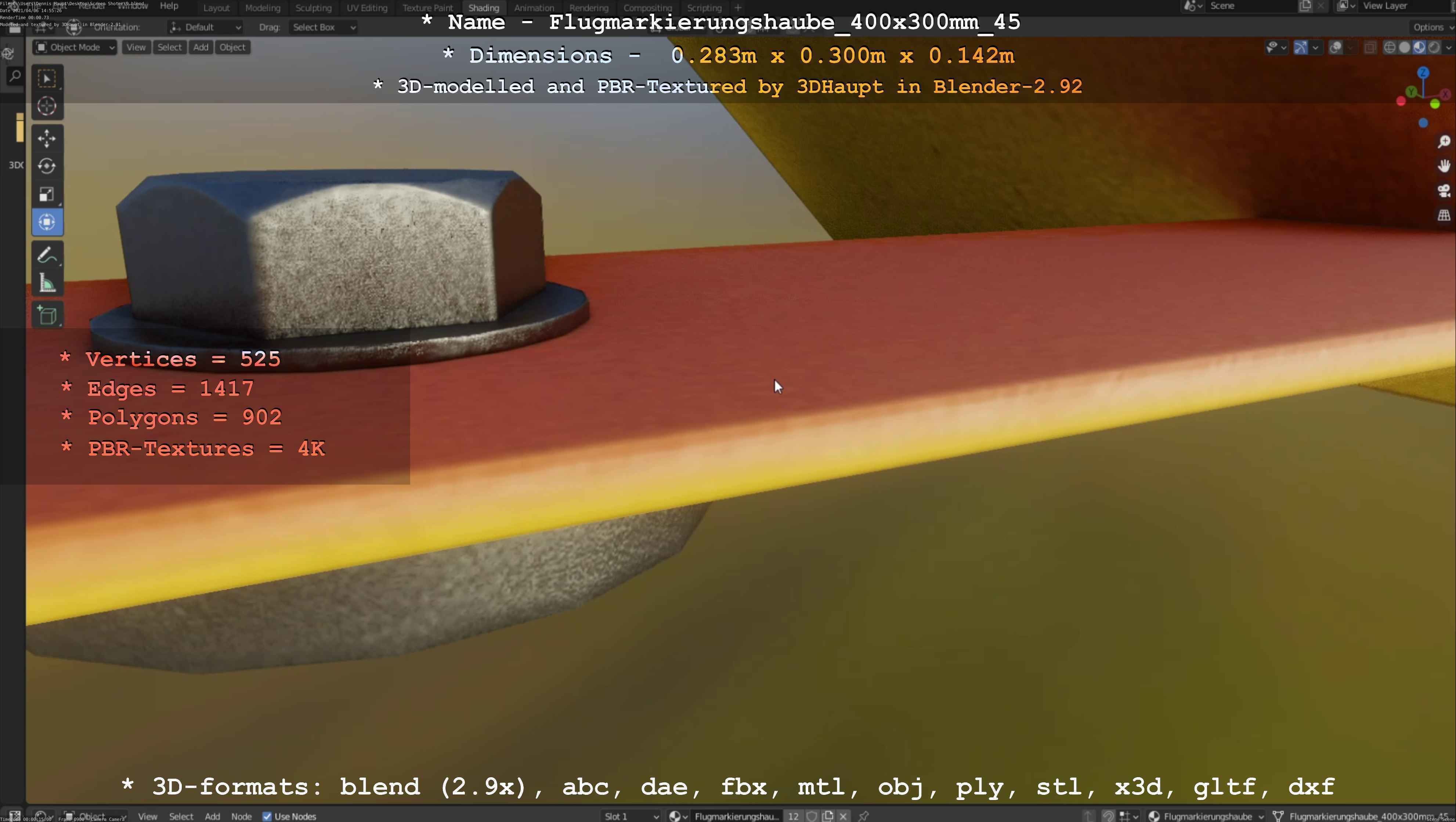 Flugmarkierungshaube 400x300mm 45 Low-poly 3D model_45