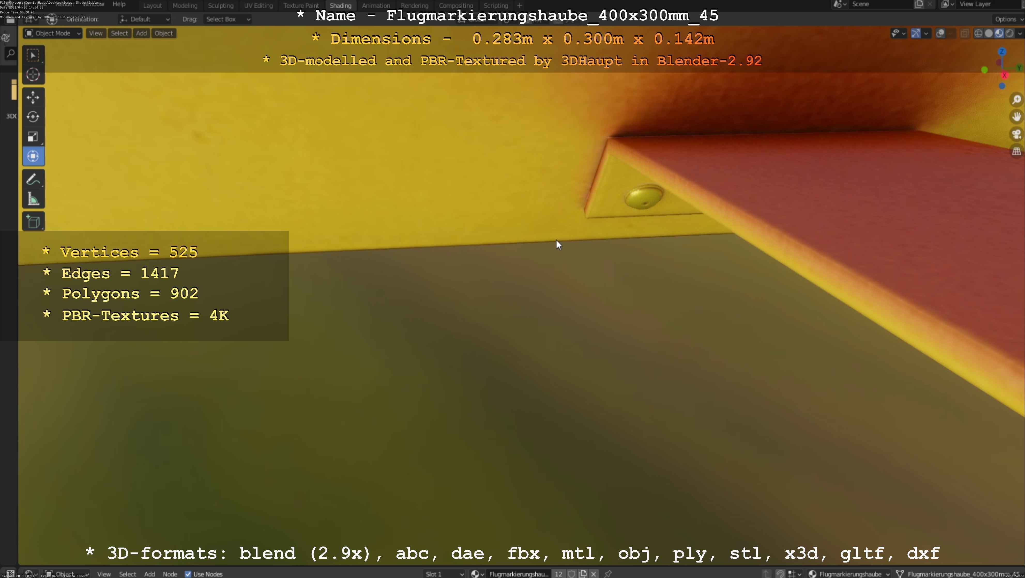 Flugmarkierungshaube 400x300mm 45 Low-poly 3D model_18