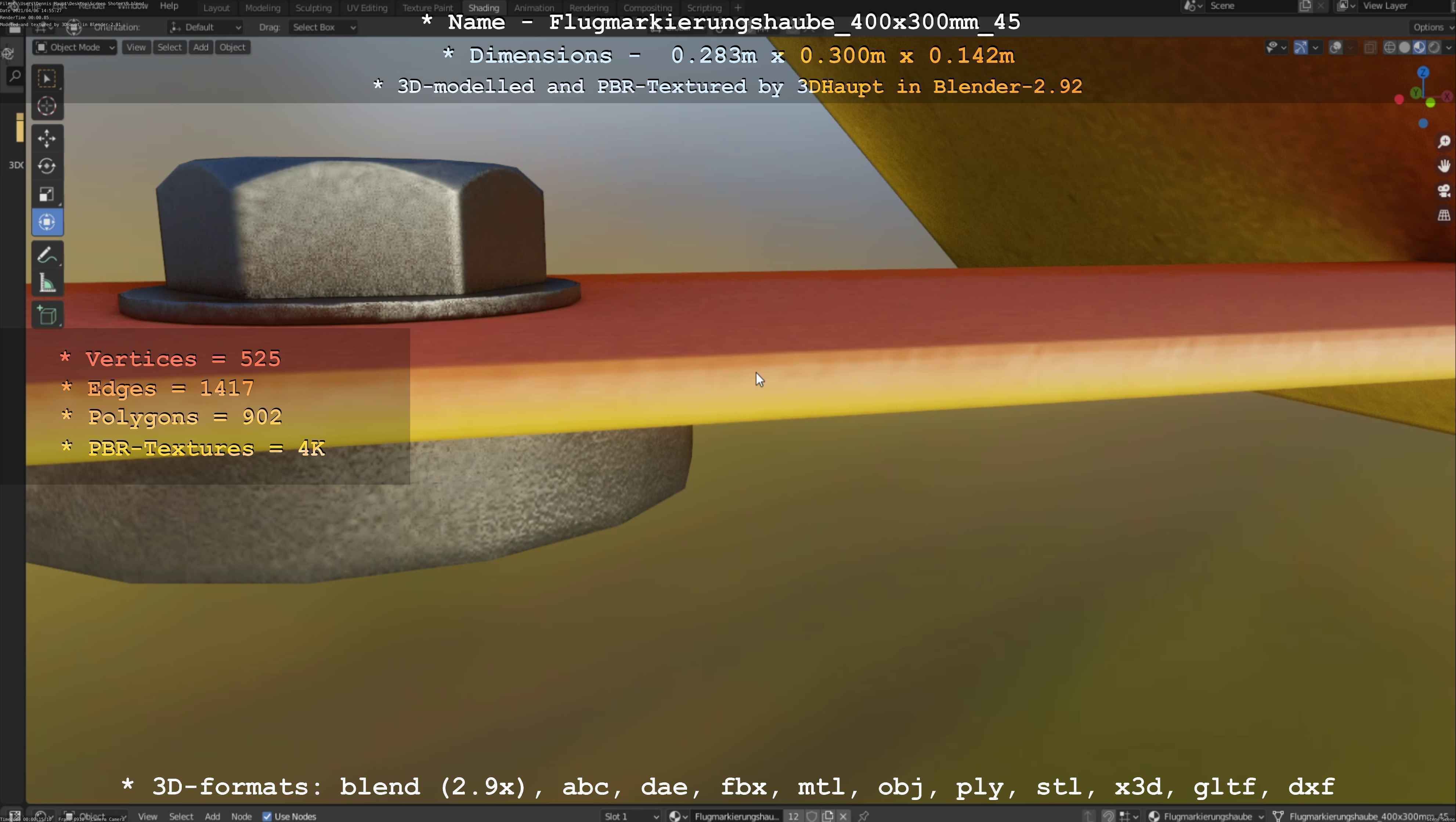 Flugmarkierungshaube 400x300mm 45 Low-poly 3D model_46