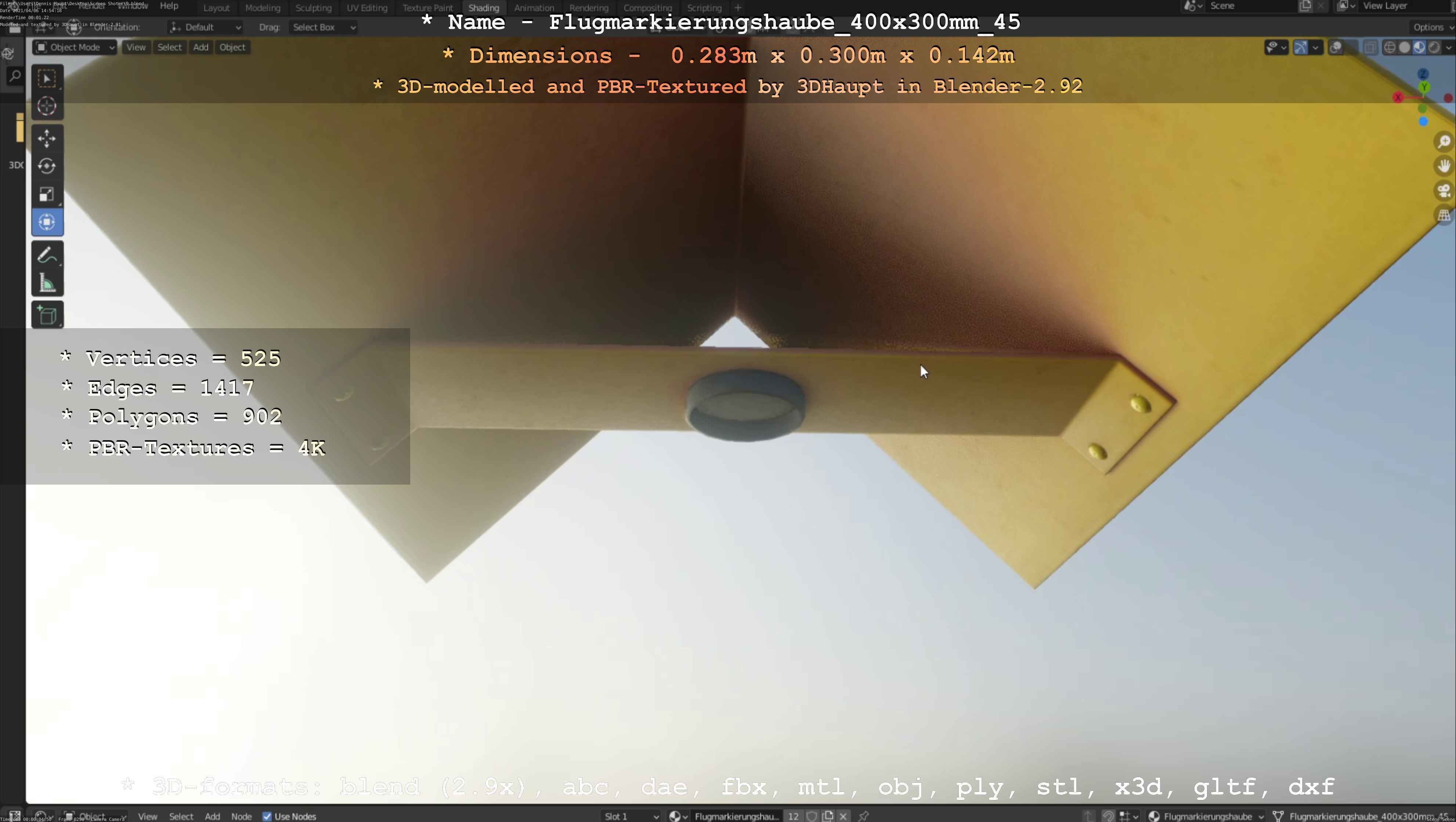 Flugmarkierungshaube 400x300mm 45 Low-poly 3D model_98