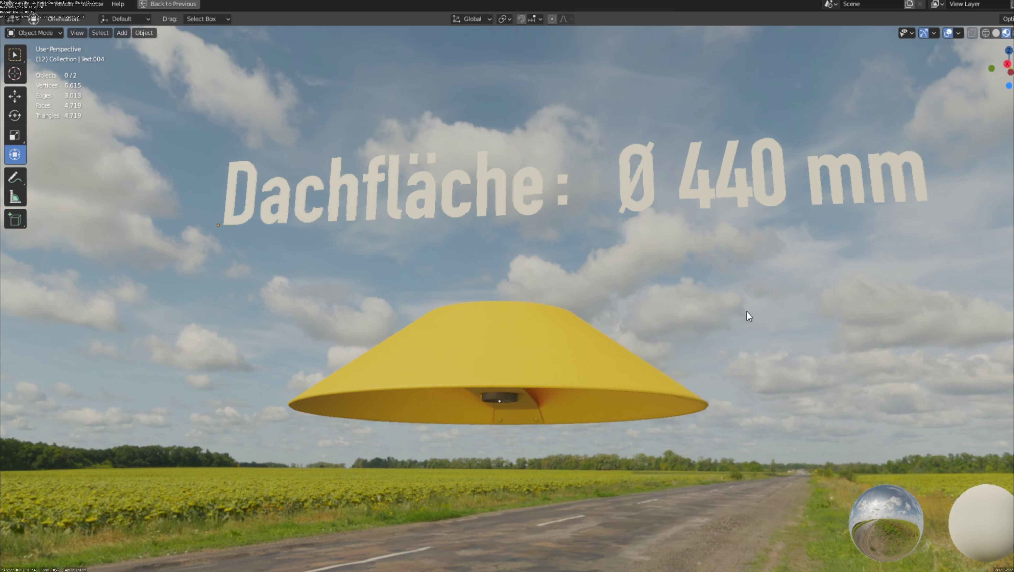 Flugmarkierungshaube 400mm Low-poly 3D model_14