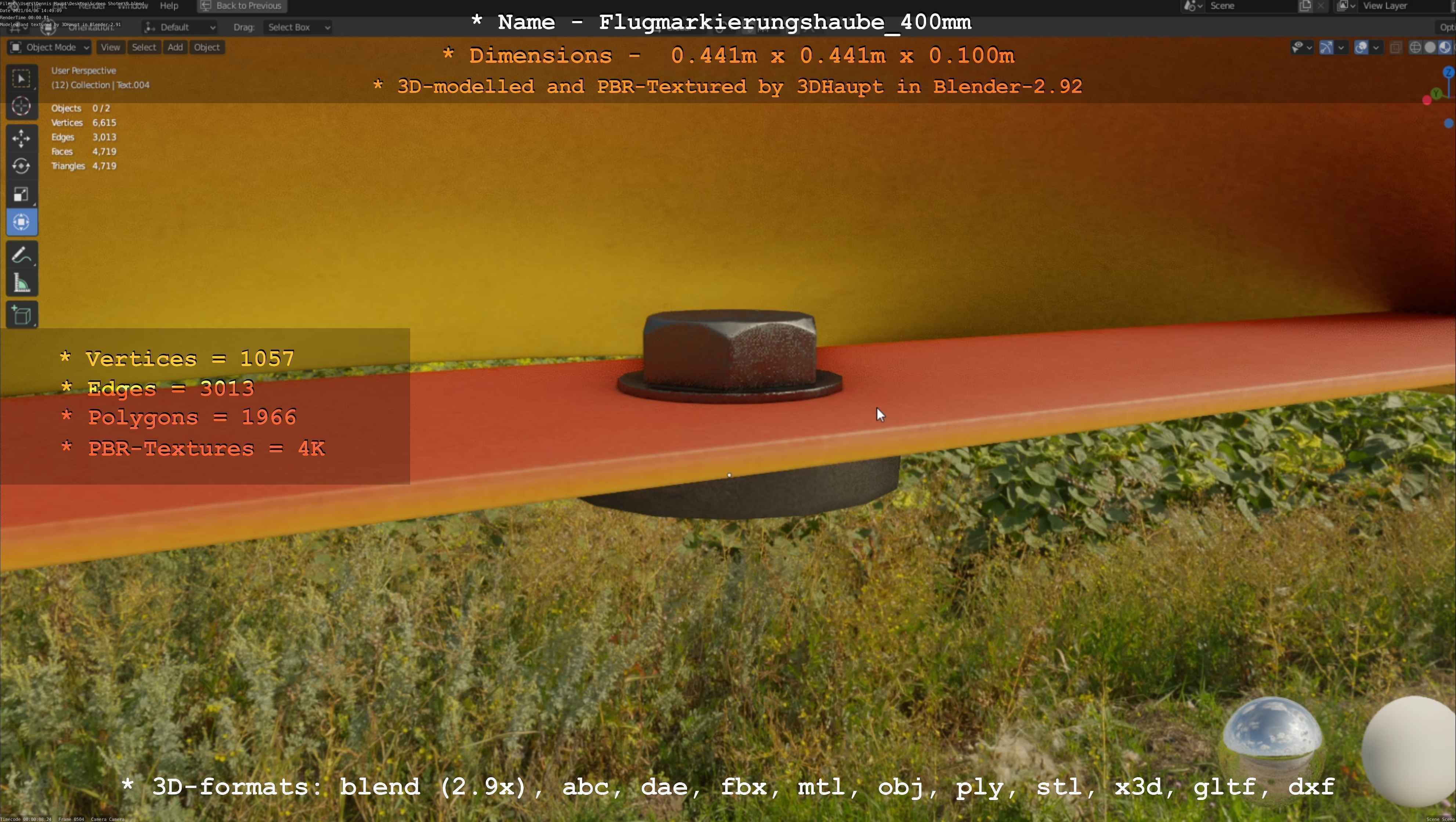 Flugmarkierungshaube 400mm Low-poly 3D model_120