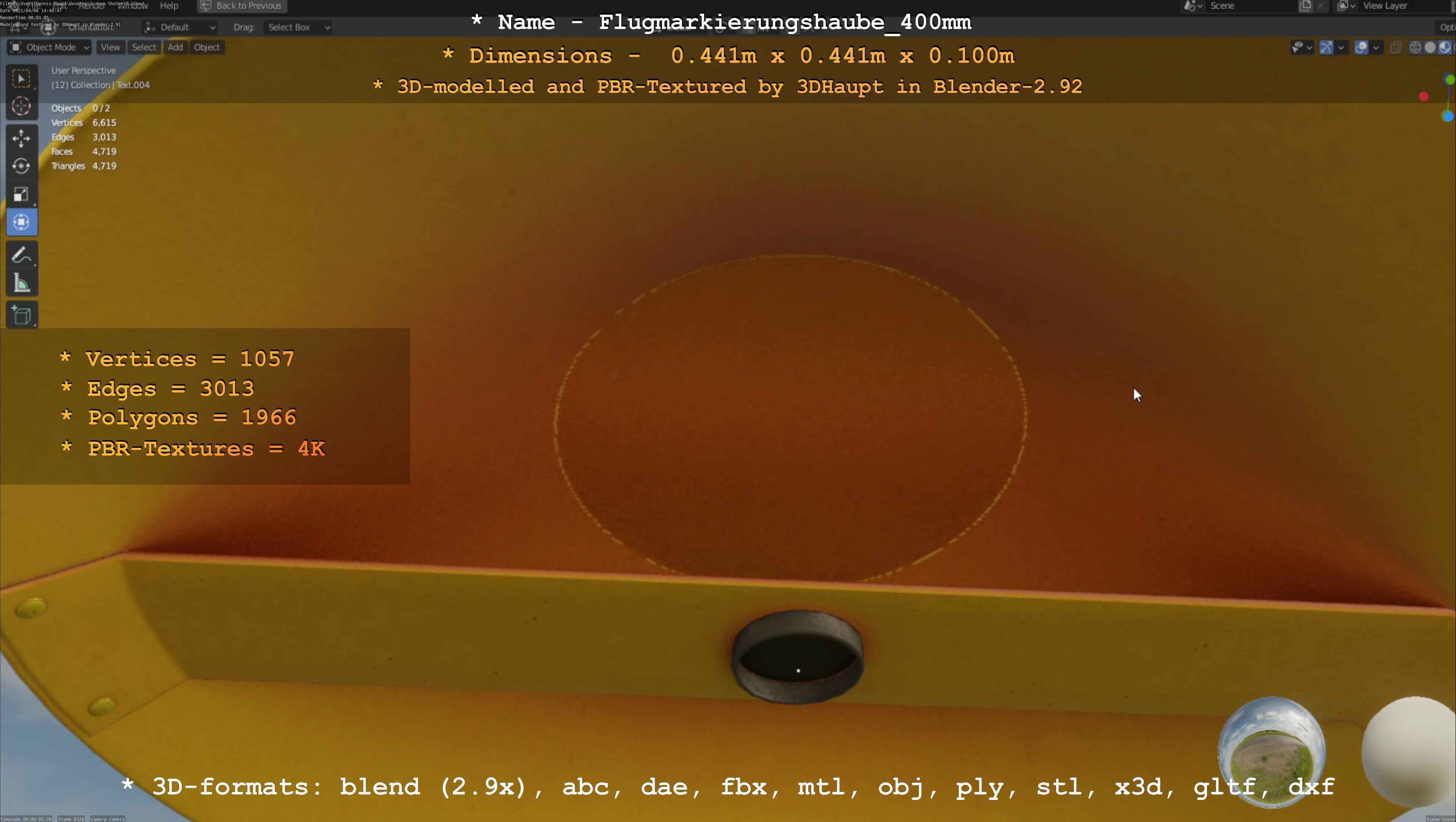 Flugmarkierungshaube 400mm Low-poly 3D model_110