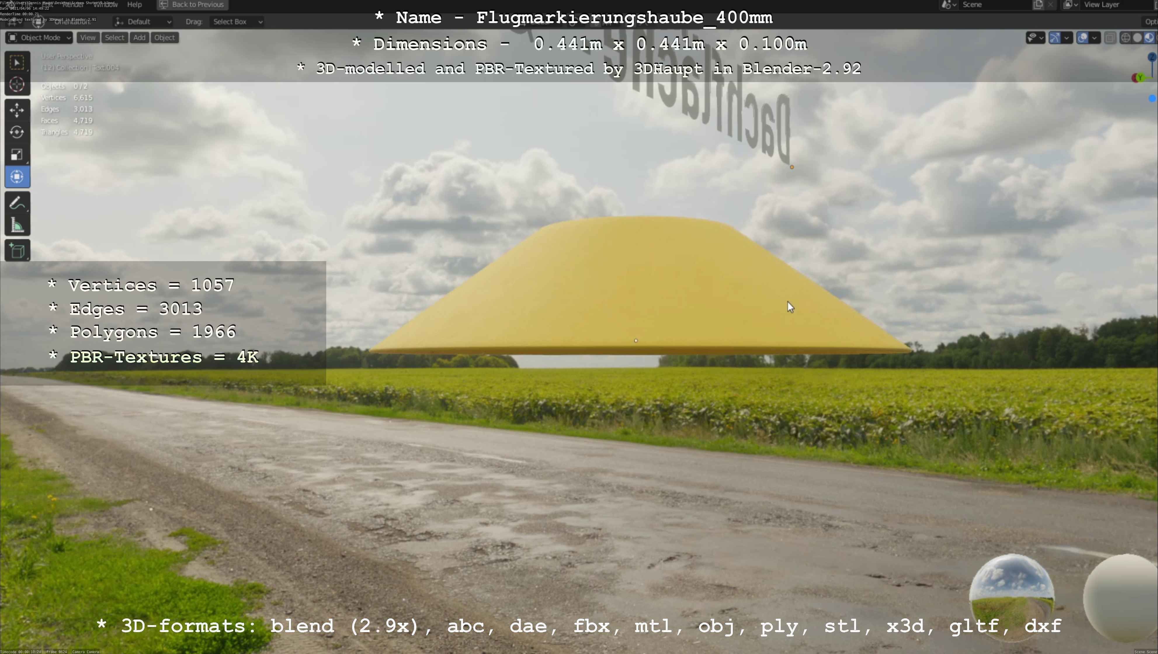 Flugmarkierungshaube 400mm Low-poly 3D model_23