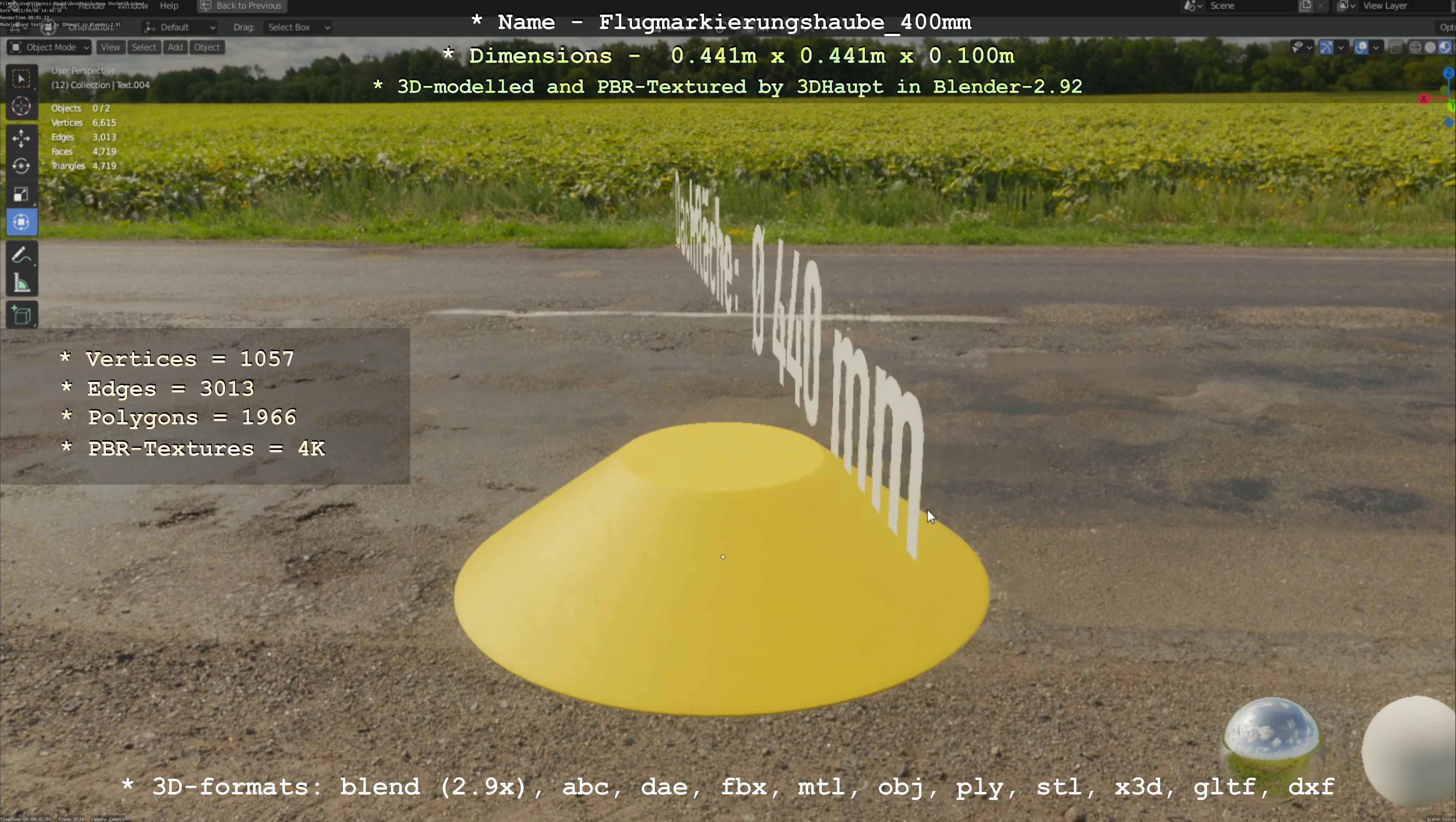 Flugmarkierungshaube 400mm Low-poly 3D model_104