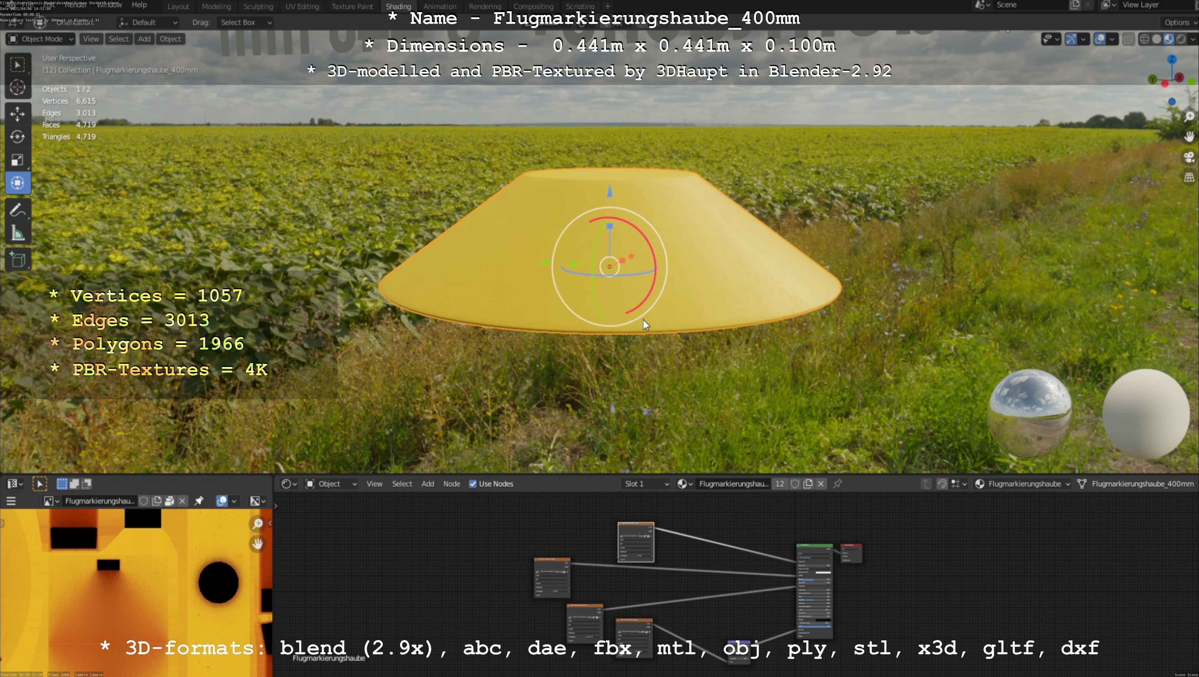 Flugmarkierungshaube 400mm Low-poly 3D model_52