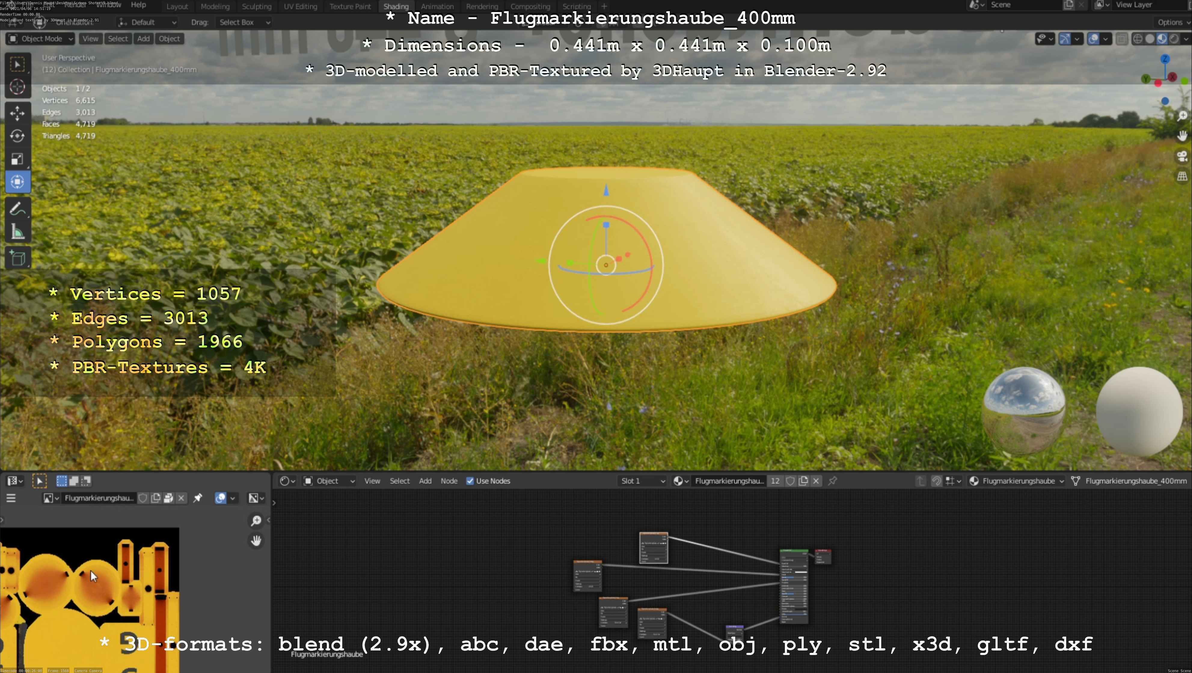 Flugmarkierungshaube 400mm Low-poly 3D model_62