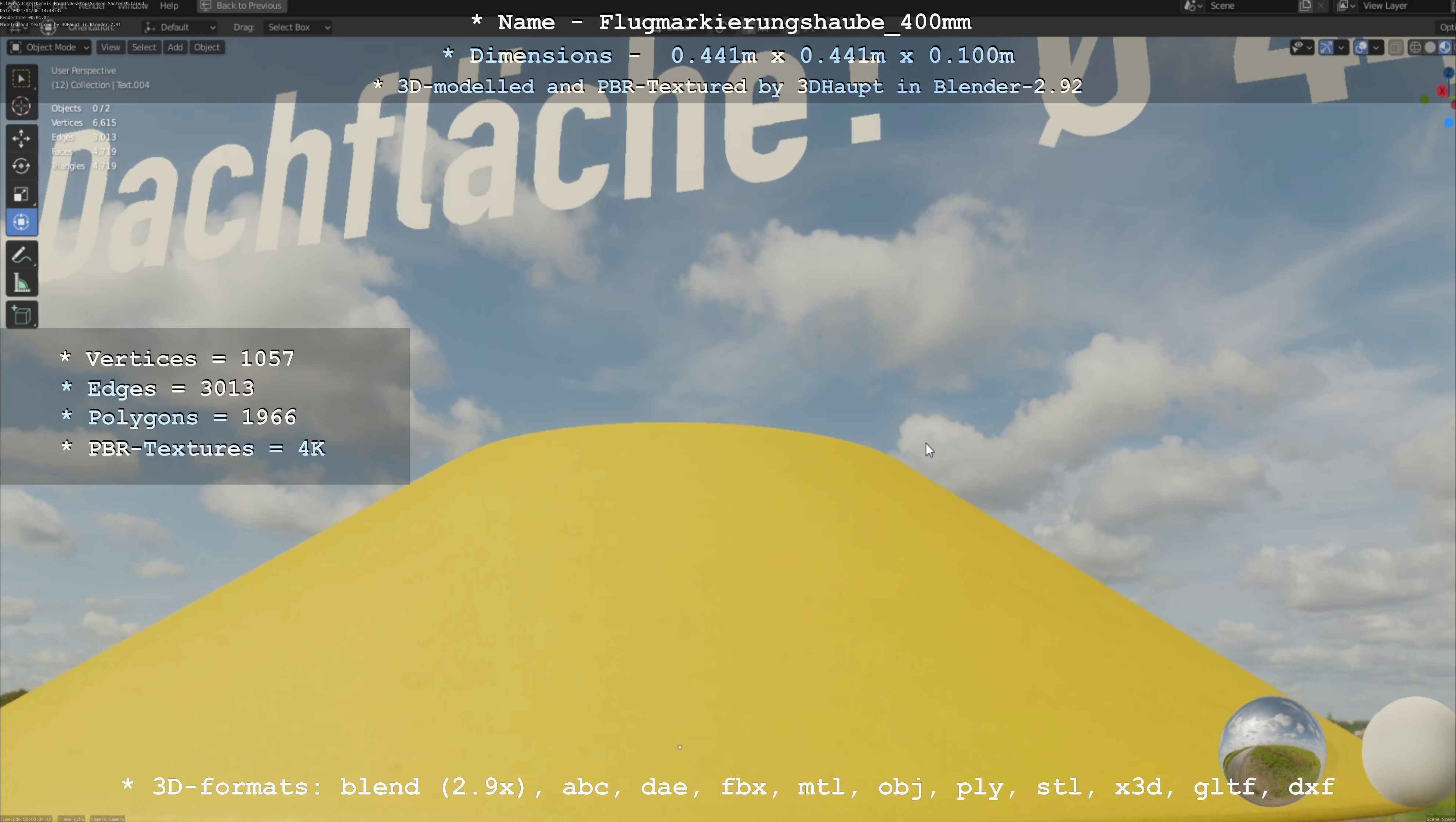 Flugmarkierungshaube 400mm Low-poly 3D model_18