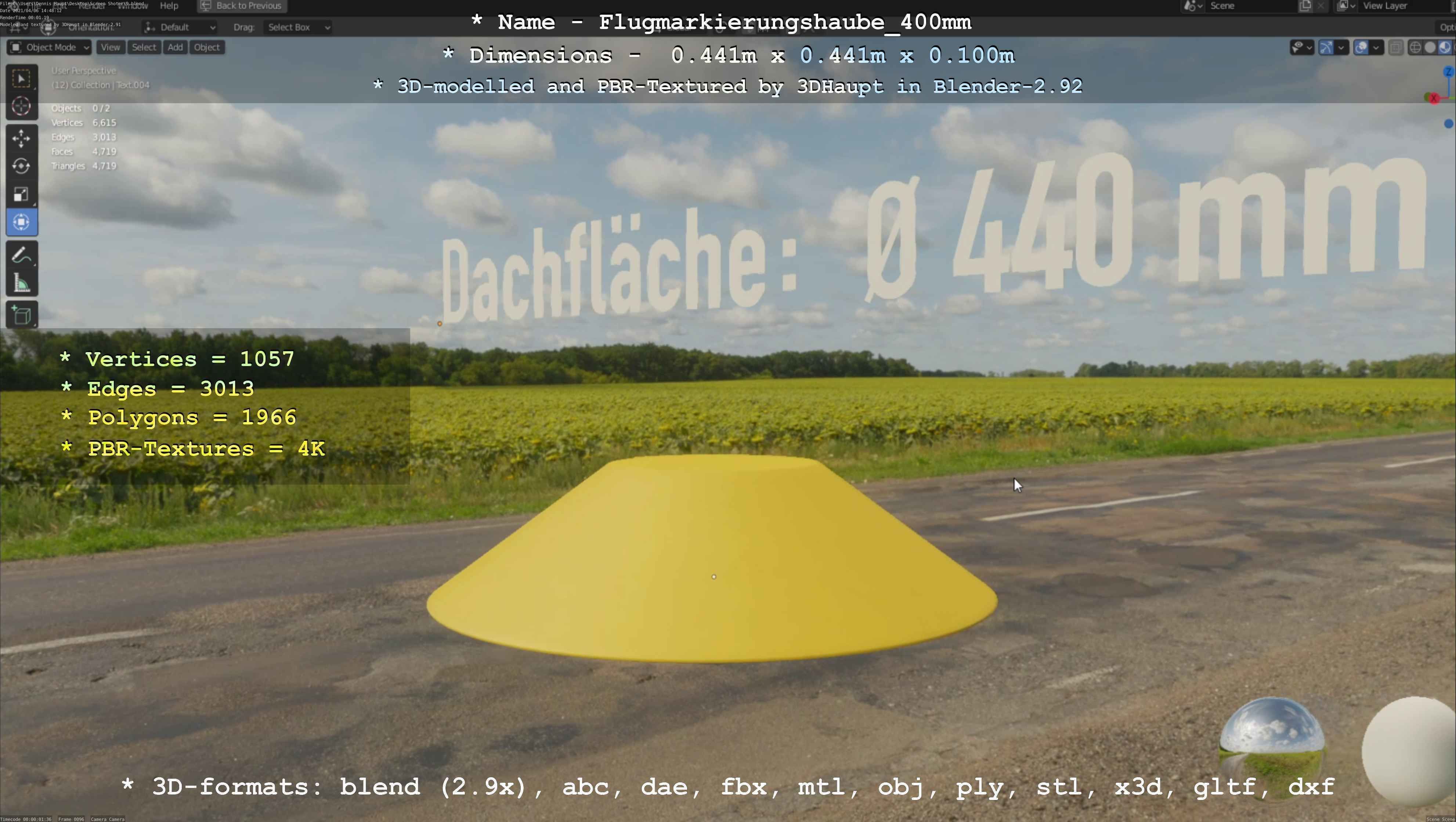 Flugmarkierungshaube 400mm Low-poly 3D model_97