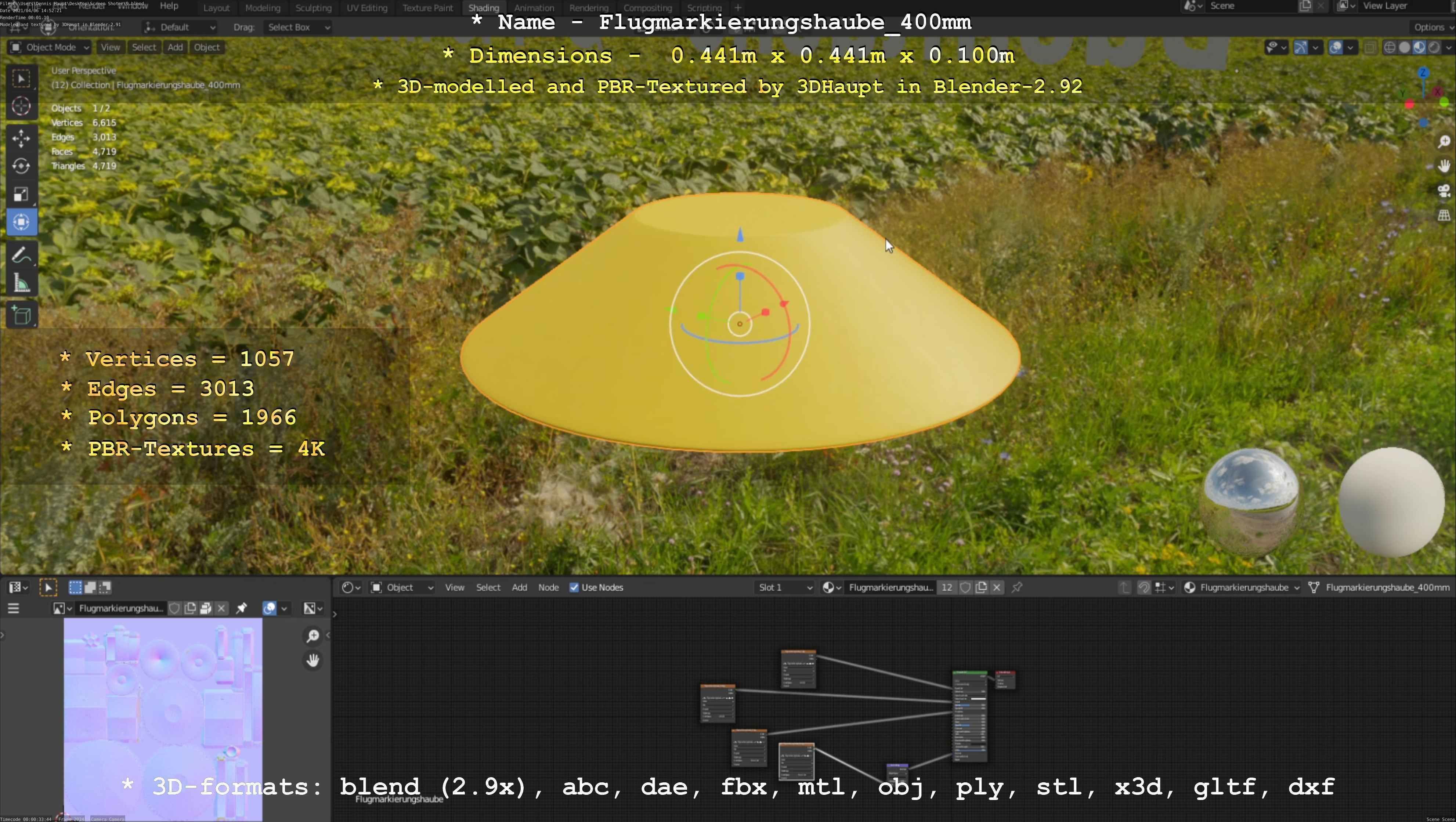 Flugmarkierungshaube 400mm Low-poly 3D model_88