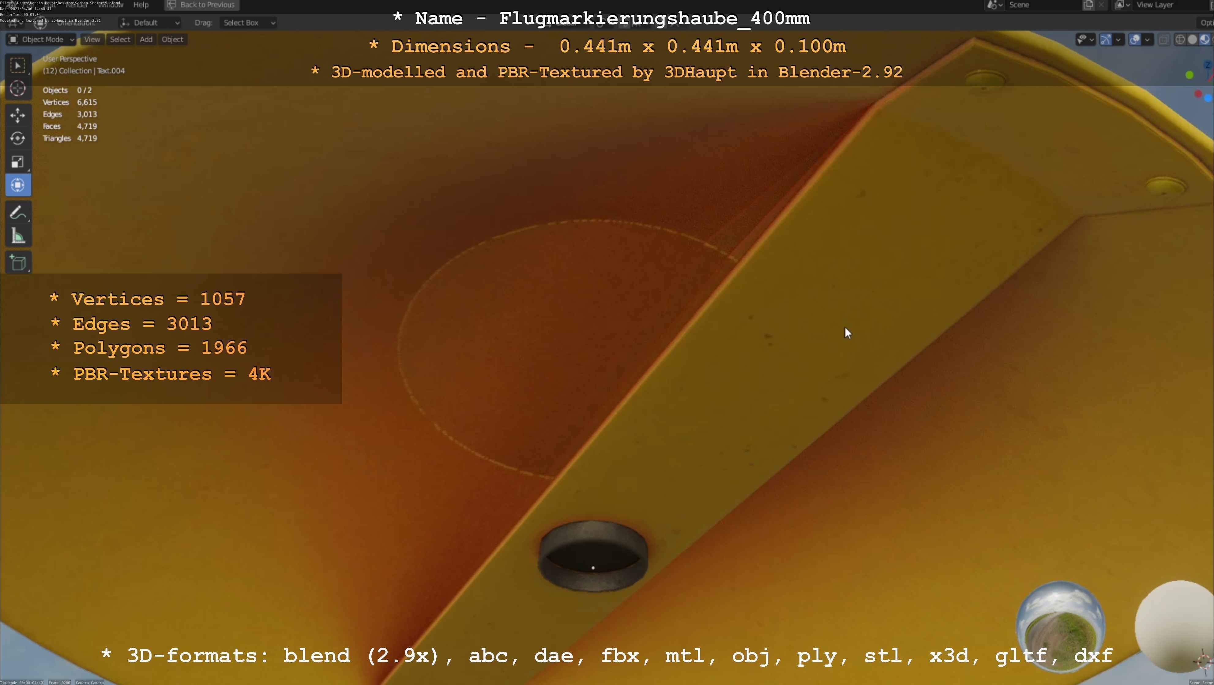 Flugmarkierungshaube 400mm Low-poly 3D model_13