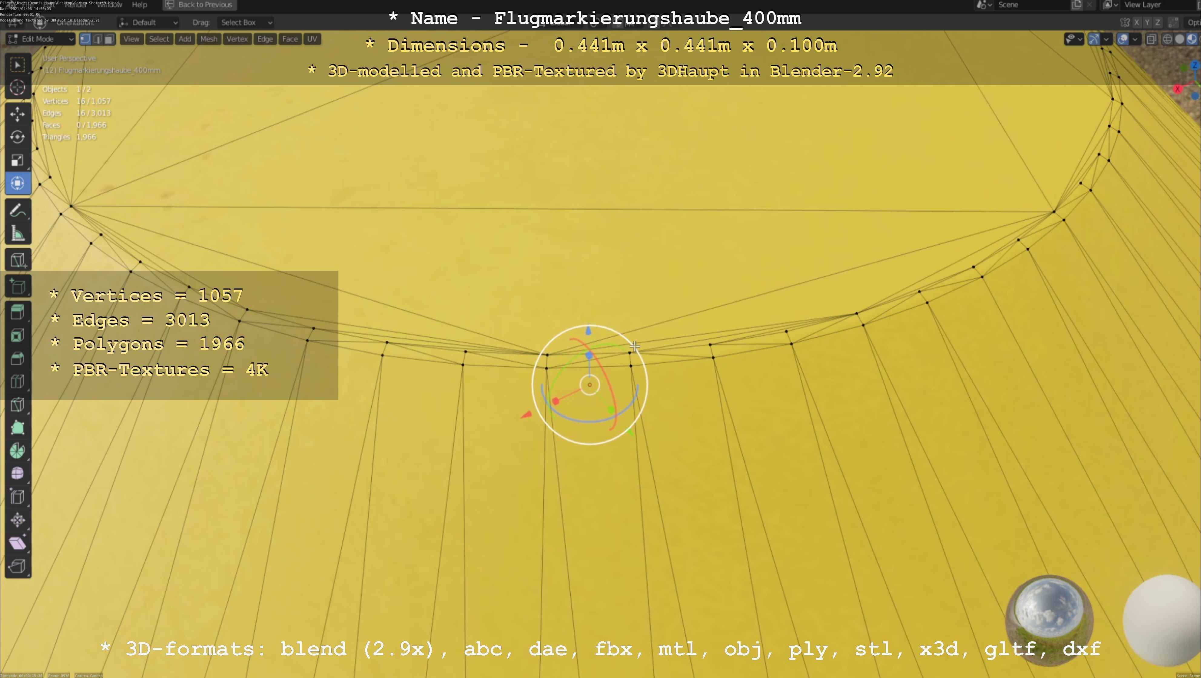 Flugmarkierungshaube 400mm Low-poly 3D model_27